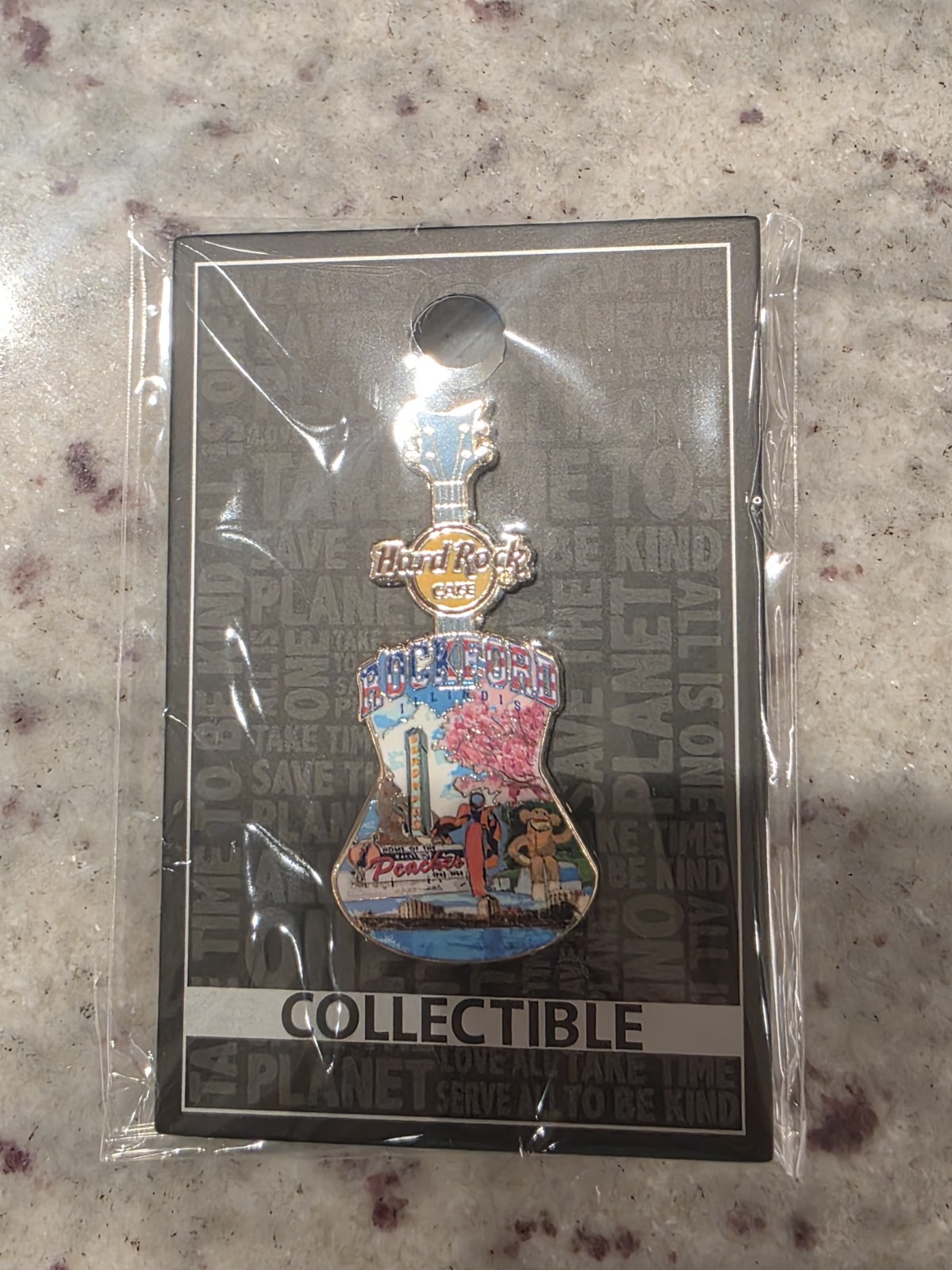 Hard Rock Casino Rockford IL Illinois Guitar Pin Peaches Sock Monkey New On card