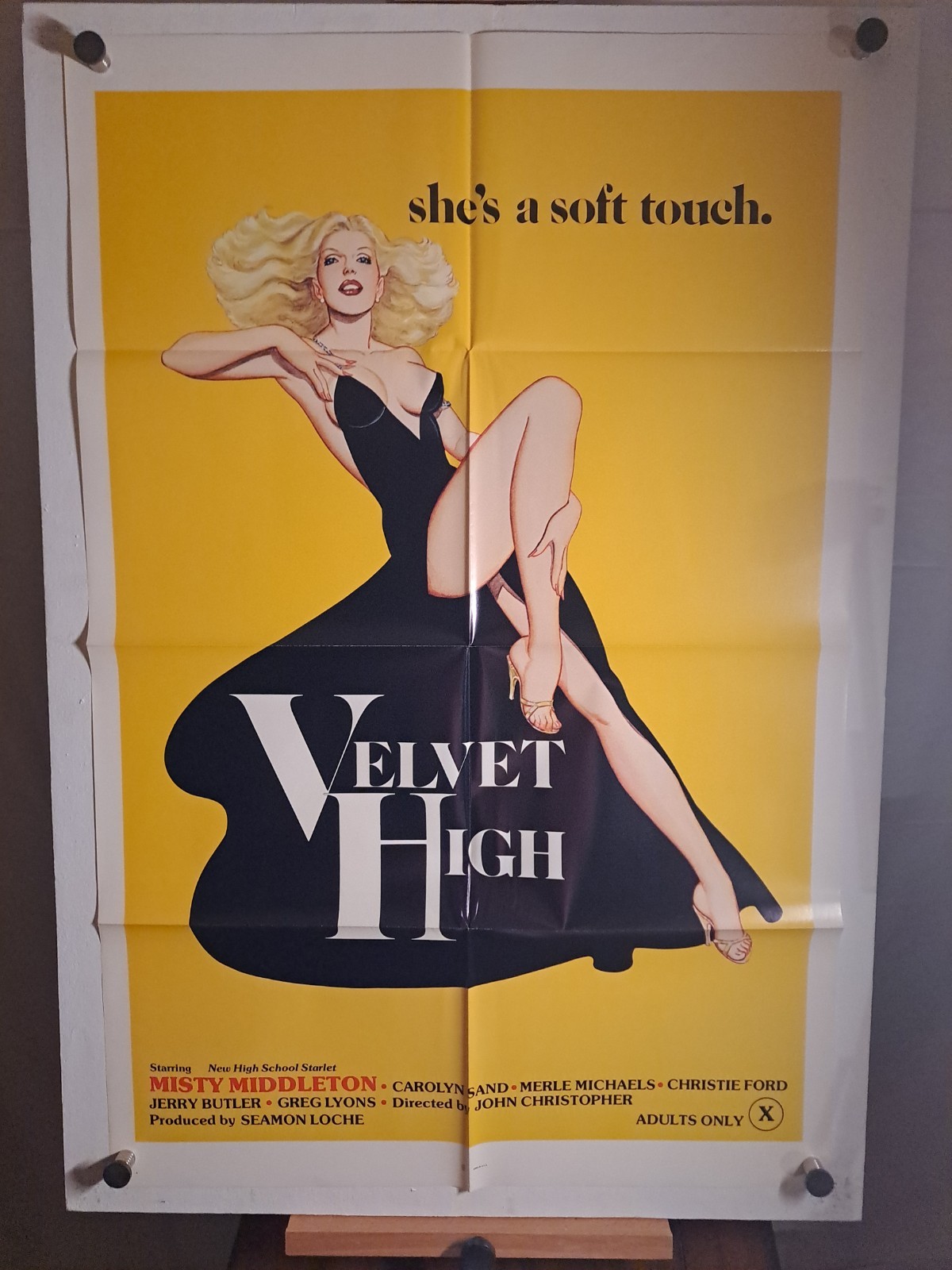 1970s “Velvet High” Original Sexploitation Adult Film 27×41 Poster Folded