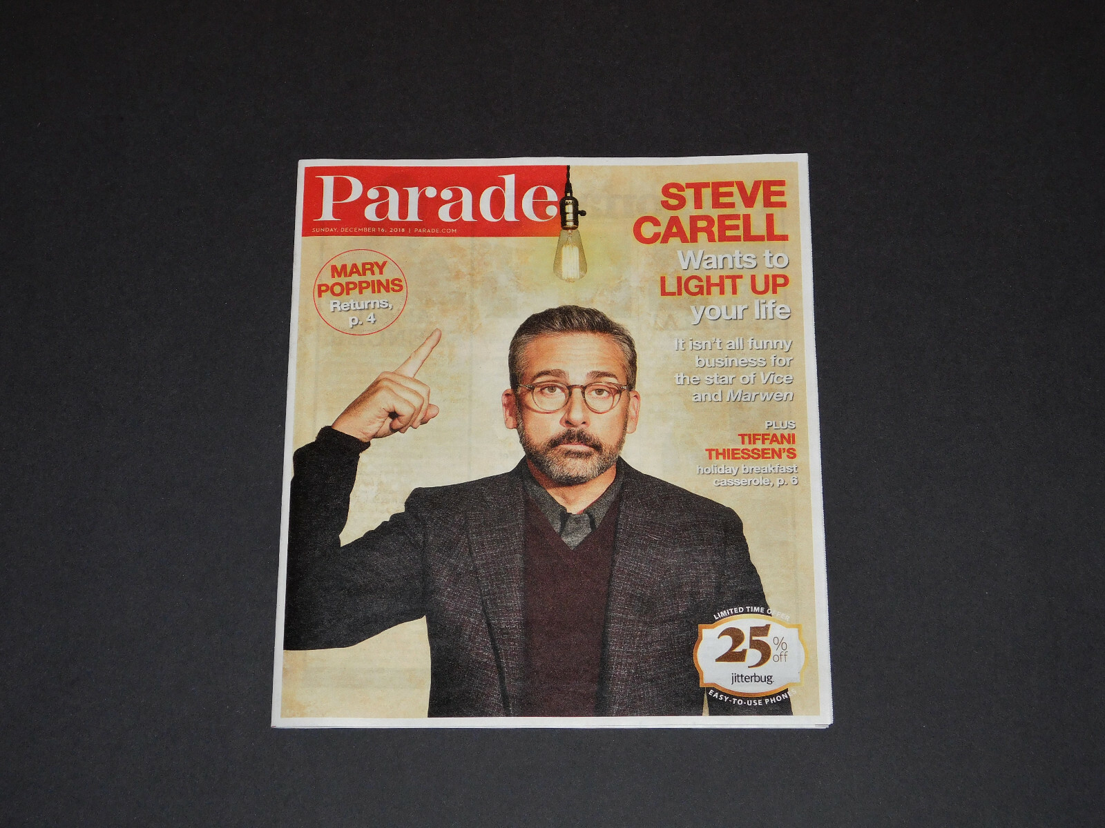 Parade Magazine Dec ’18 – Steve Carell Vice / Marwen Exclusive Issue NEW