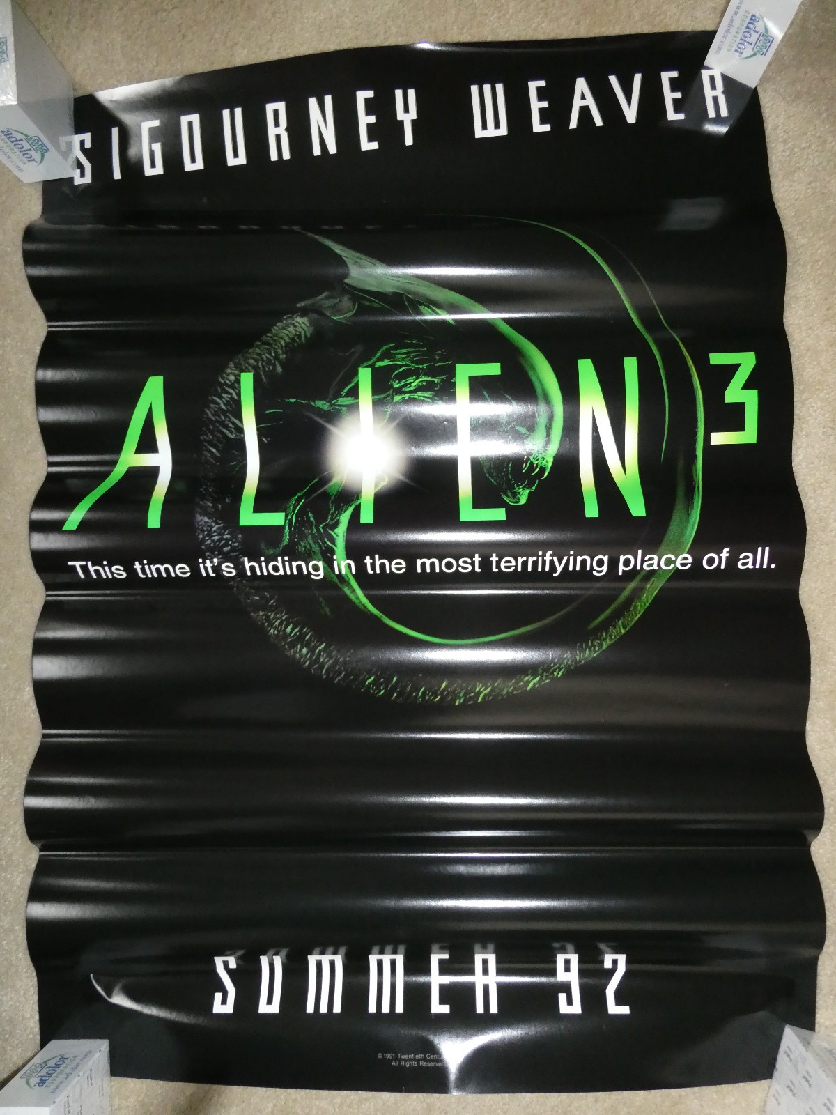 Vintage 1990s Original Movie Theatre Poster Alien 3 41×27″