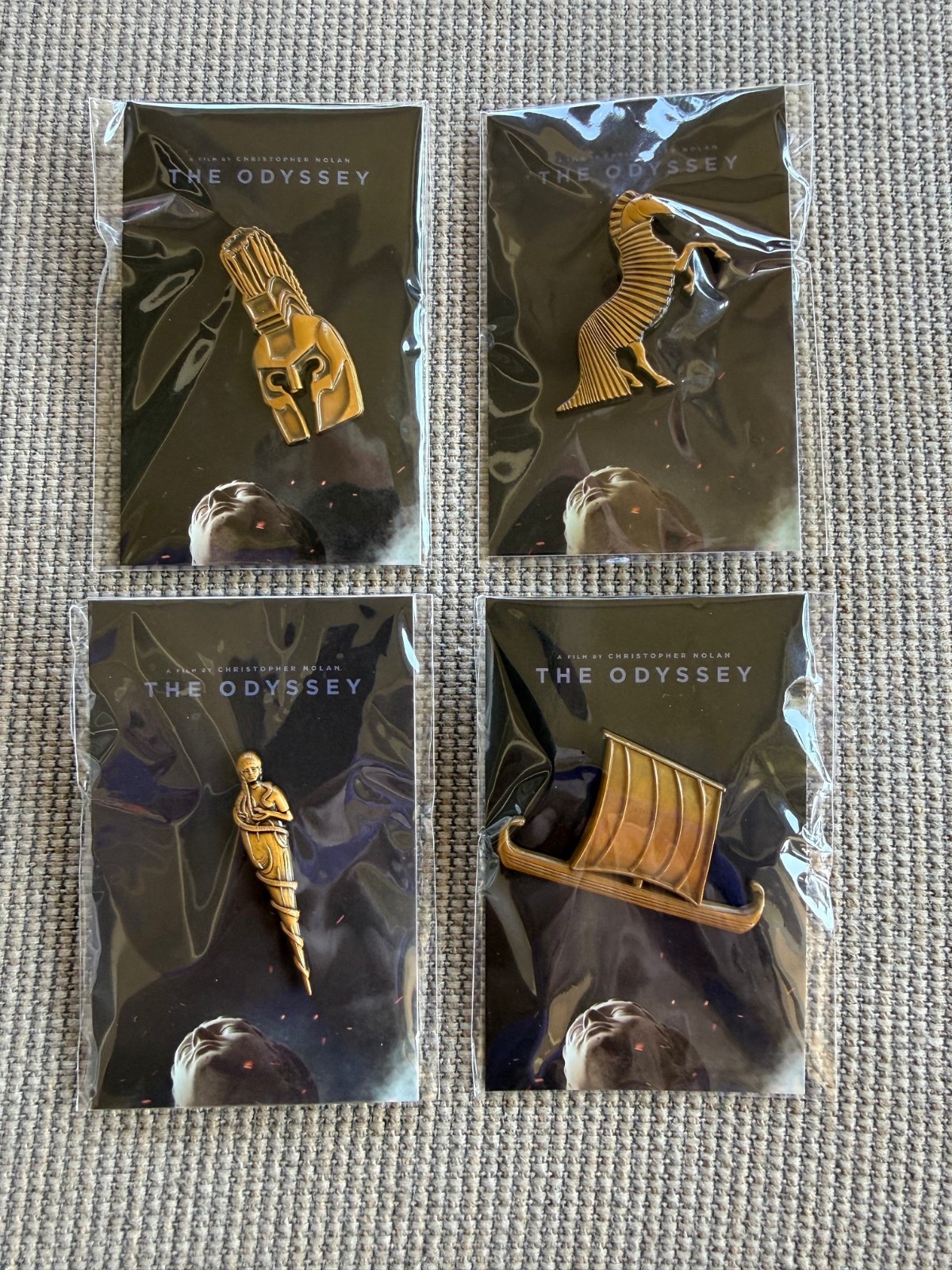 The Odyssey Gold Lapel 4-Pins Full Set Christopher Nolan 2026 New Movie Promo
