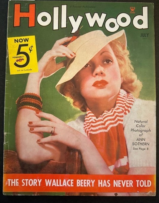 Hollywood Magazine July 1935 Ann Sothern Cover Photo Jean Harlow Clark Gable