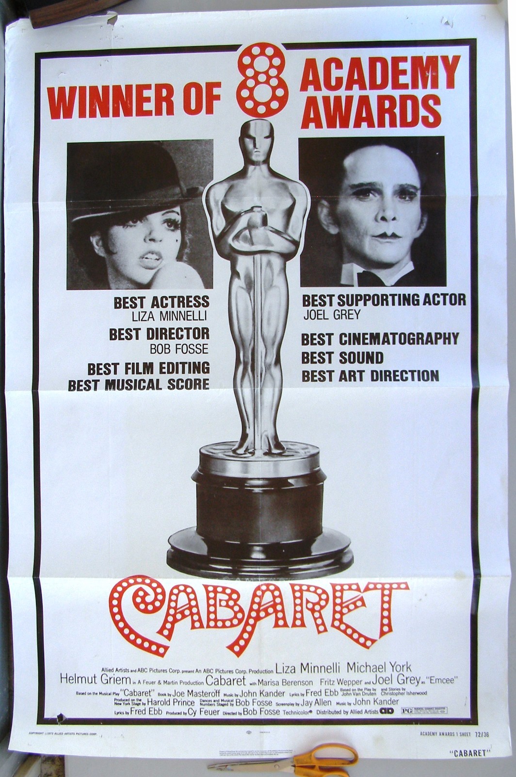 CABARET One Sheet Movie Poster, Liza Minnelli, Joel Grey, Allied Artists, 1973