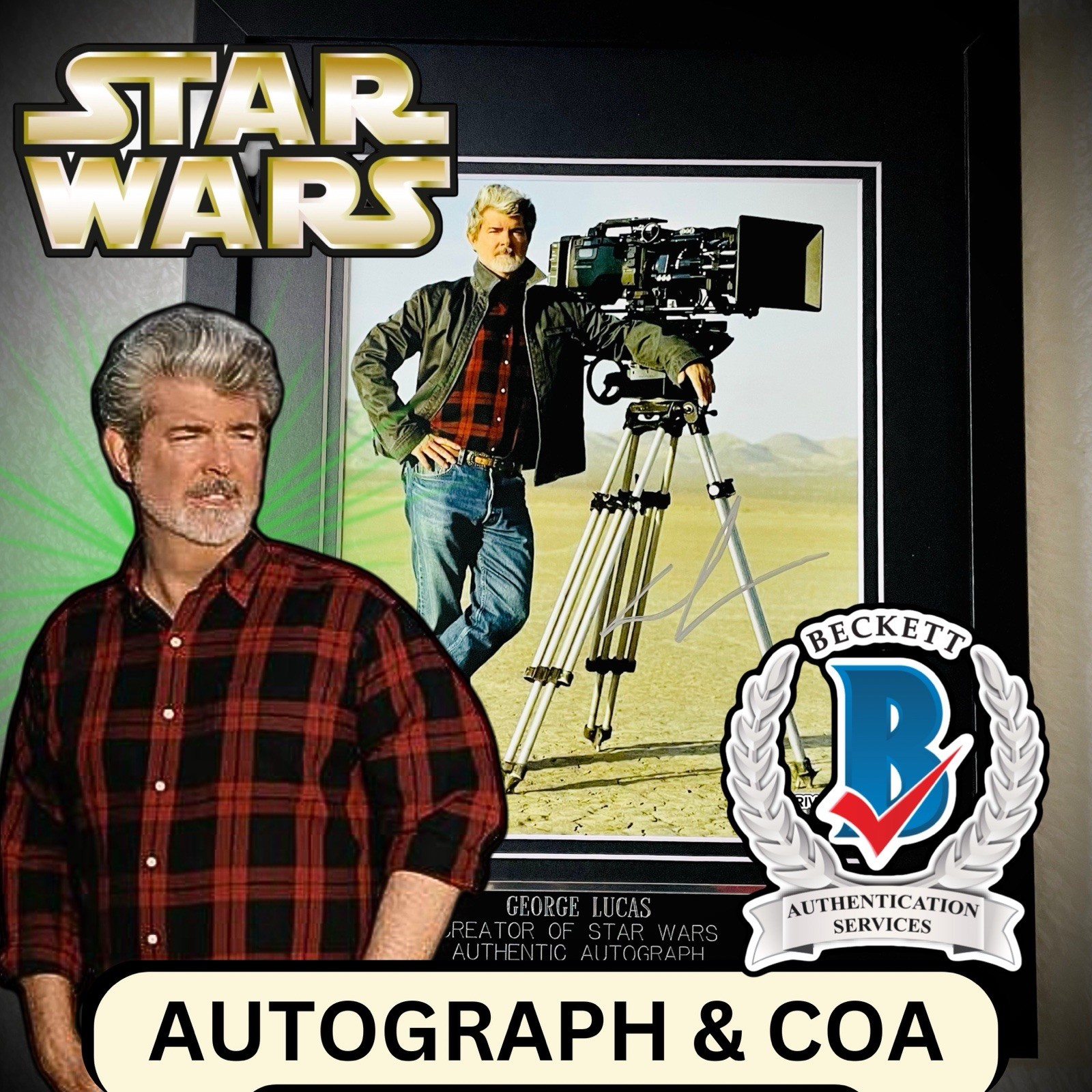 ⭐️ George Lucas Autograph Picture Signature Photograph Star Wars Beckett W/LOA