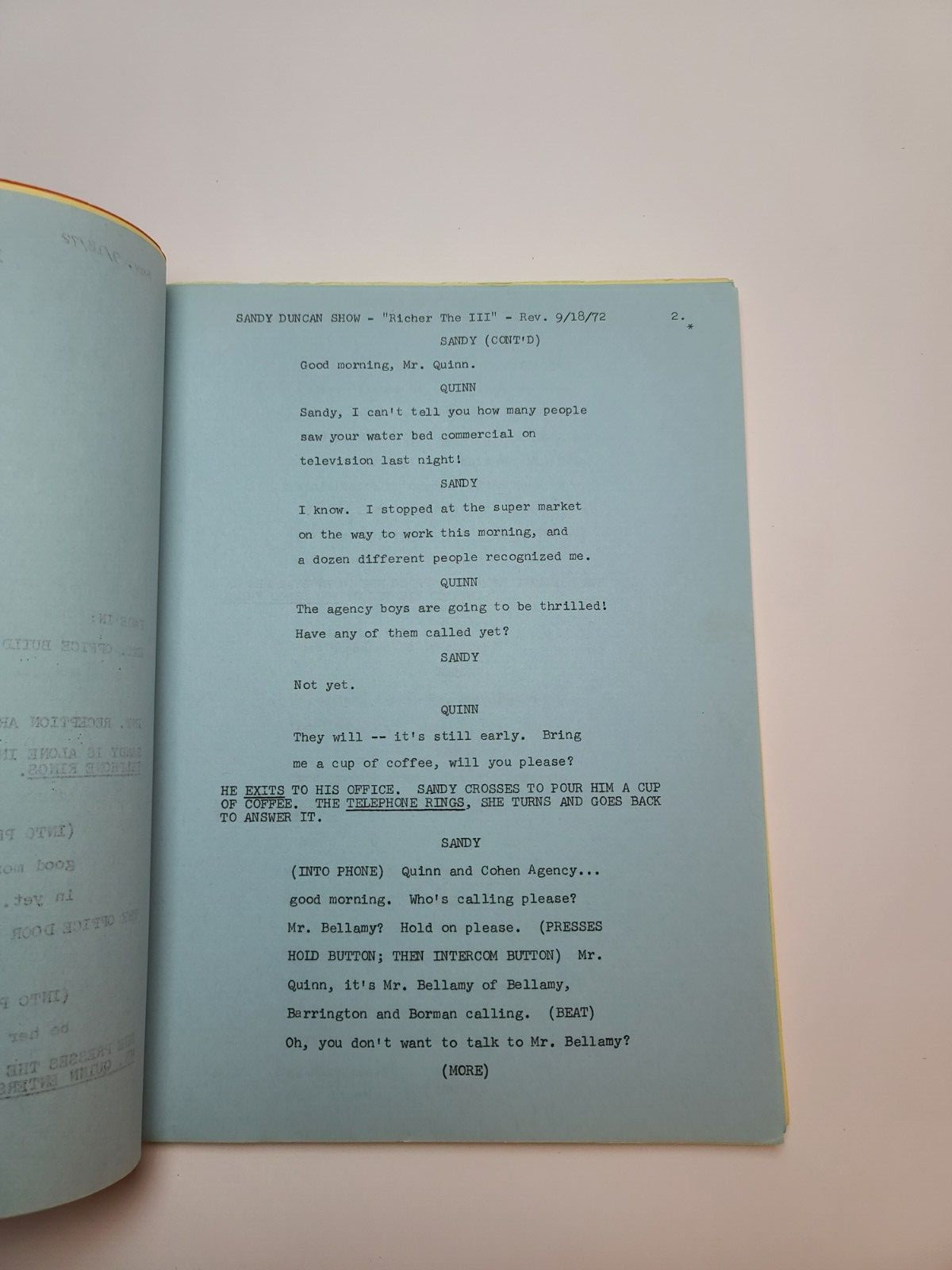 THE SANDY DUNCAN SHOW / Albert Lewin 1972 TV Script, Tom Bosley “Richer the III”