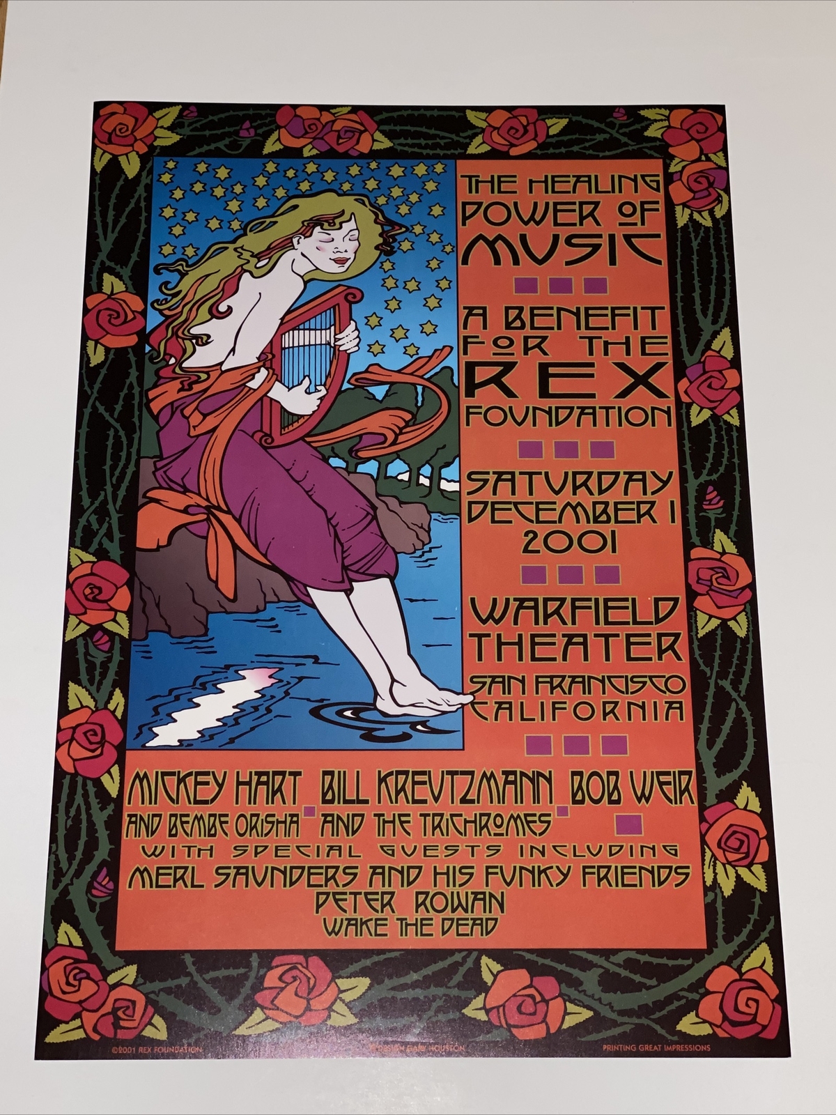 Mickey Hart Bill Kreutzmann Bob Weir Warfield Theater Original Concert Poster