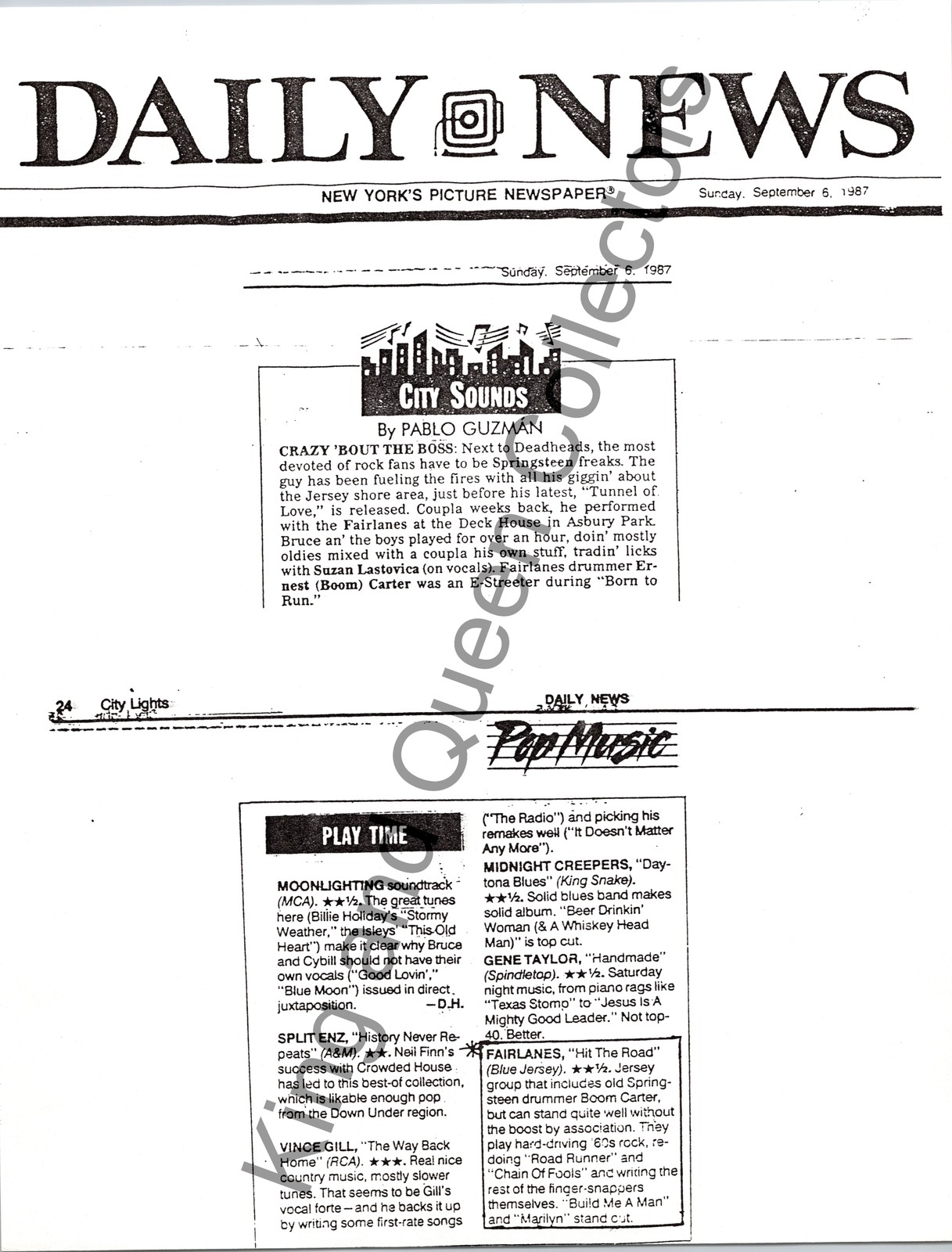 Fairlanes 1987 Original Blue Jersey Press Kit Information Sheet Hit The Road