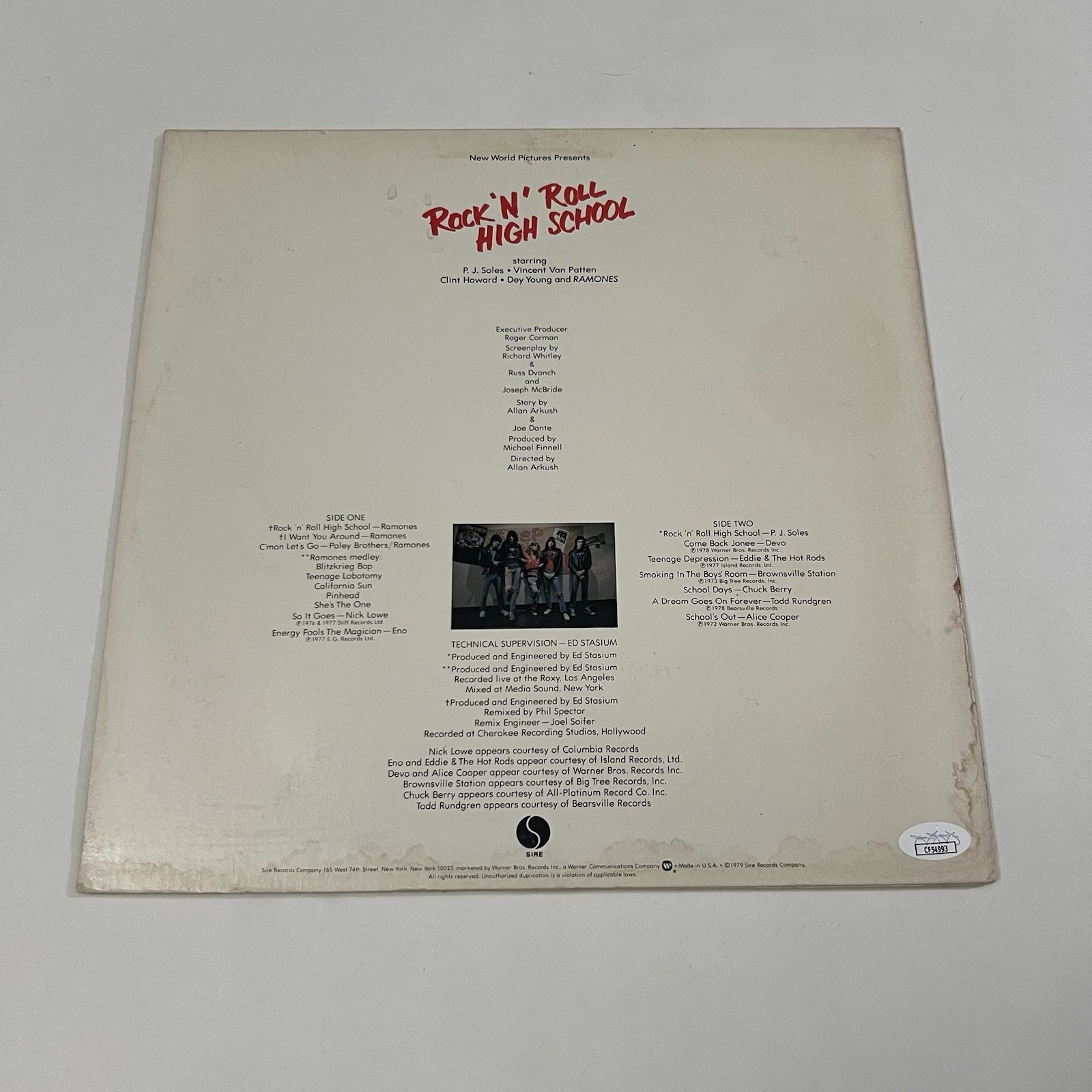 MARKY RAMONE SIGNED ROCK N ROLL HIGH SCHOOL VINYL RECORD THE RAMONES JSA COA