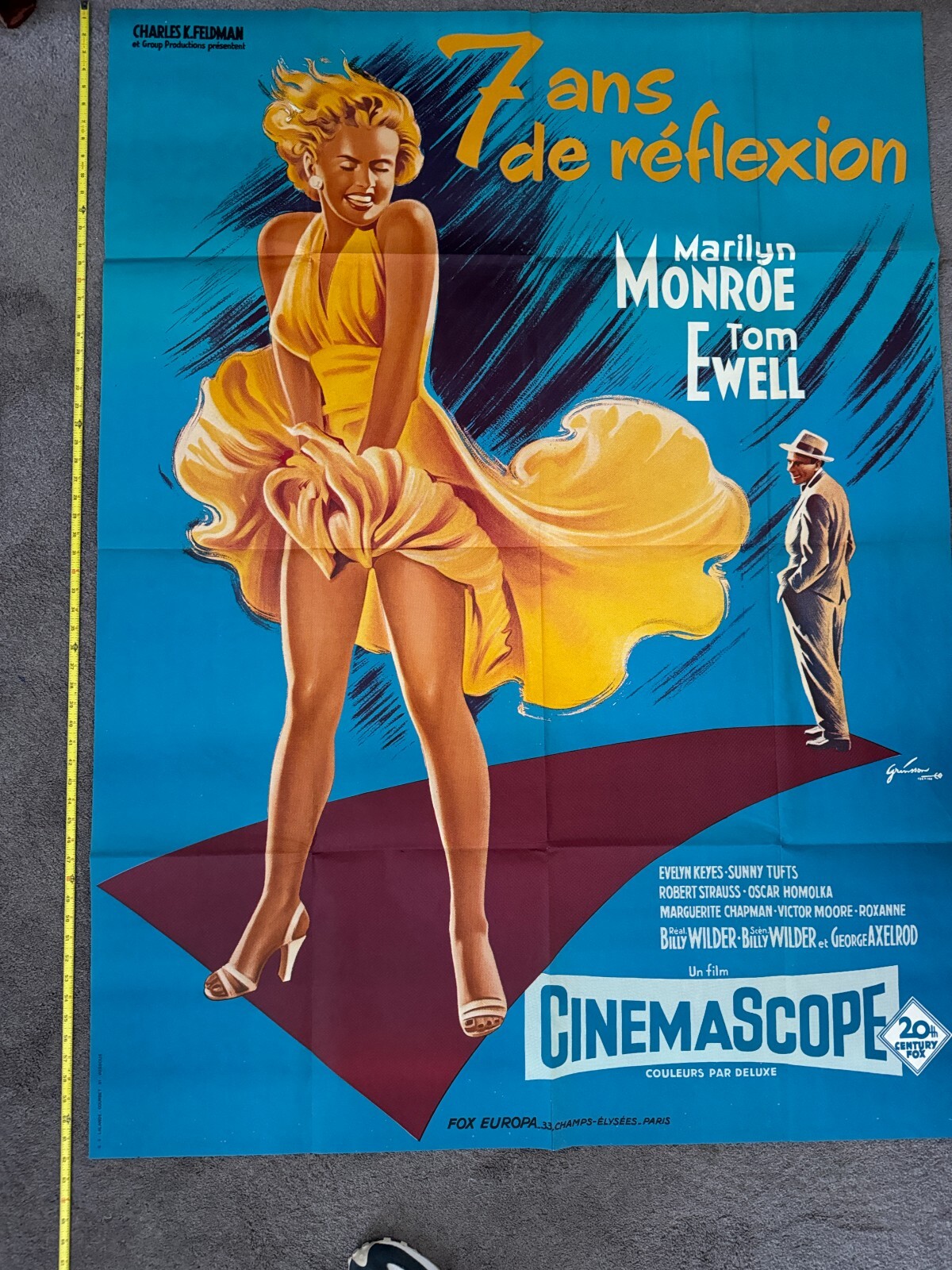 Marilyn Monroe ‘Seven Year Itch’ original French 62″ large cinema poster mint