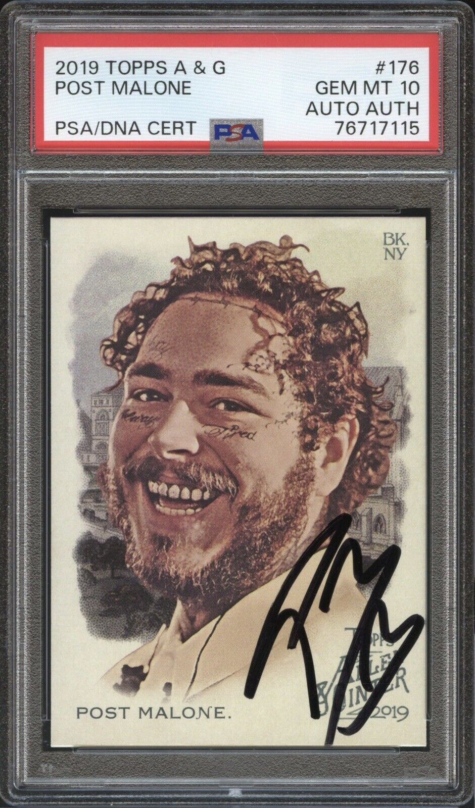 2019 Topps Allen & Ginter #176 Post Malone Auto PSA 10 Gem Mint
