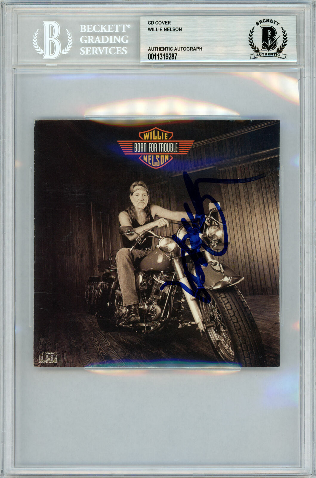 Willie Nelson Autographed Signed CD Cover Born For Trouble Beckett Authentic