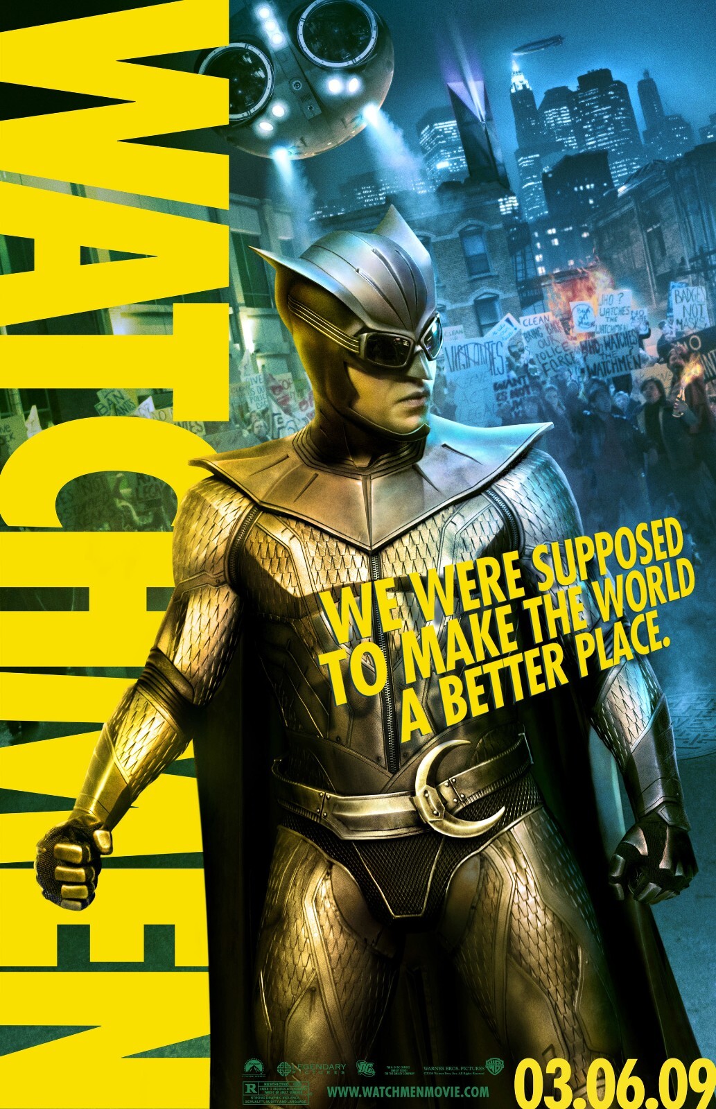 2009 Watchmen Movie Poster 11X17 Malin Ackerman Jeffrey Dean Morgan DC 🙂🩸🍿