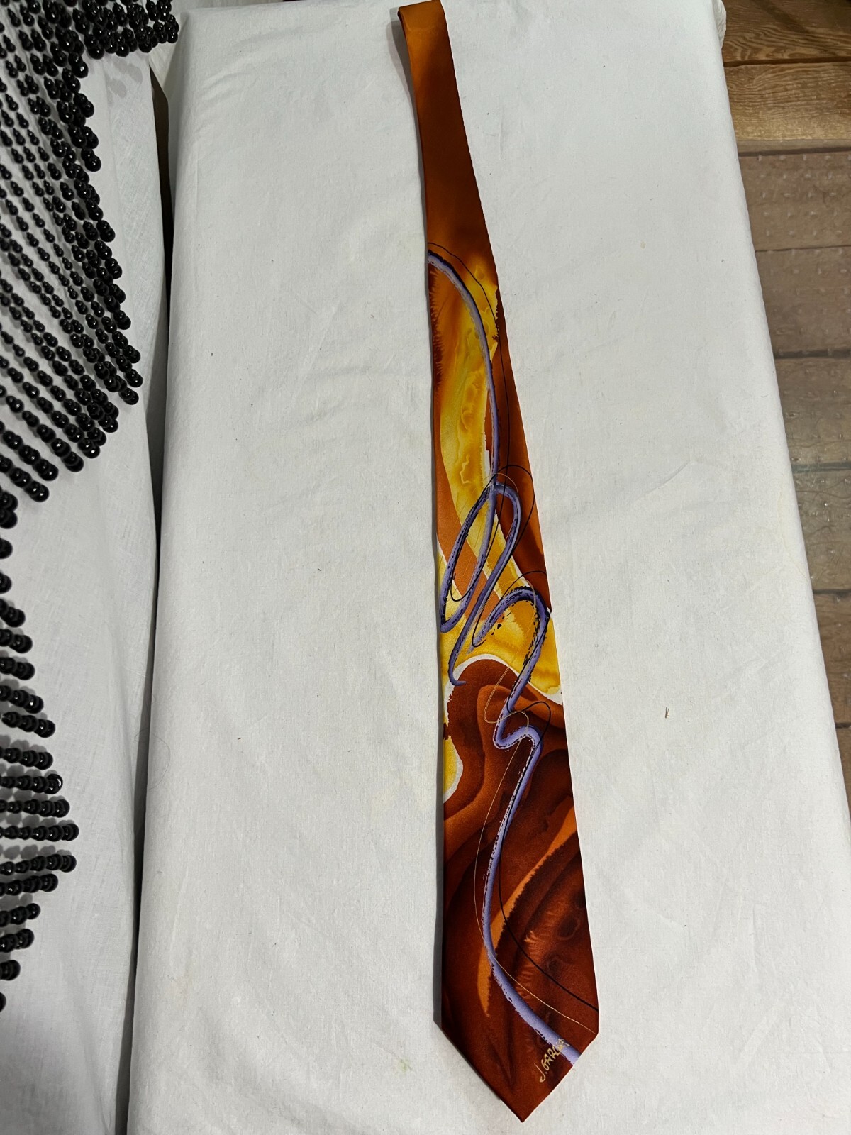 Grateful Dead Jerry Garcia Necktie Rust Brown Gold Multicolor Abstract Geometric