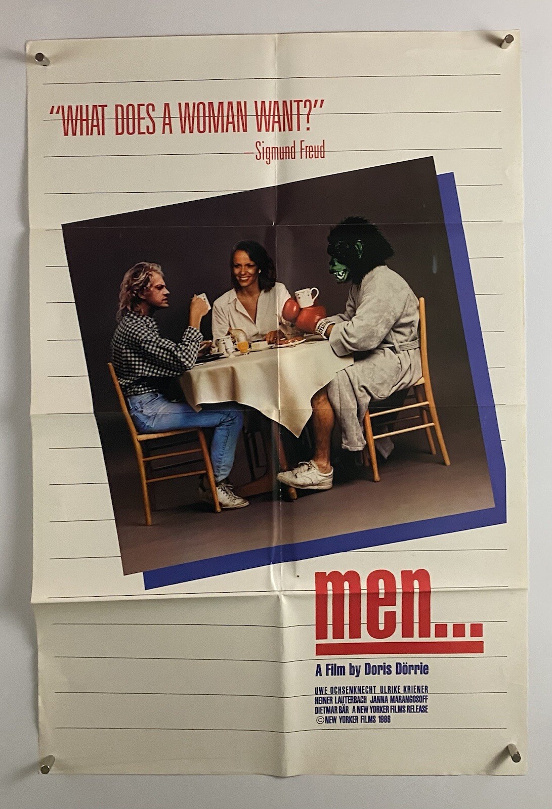 MEN Movie Poster (VeryGood+) One Sheet 1986 Gorilla Masked Cheater 6365