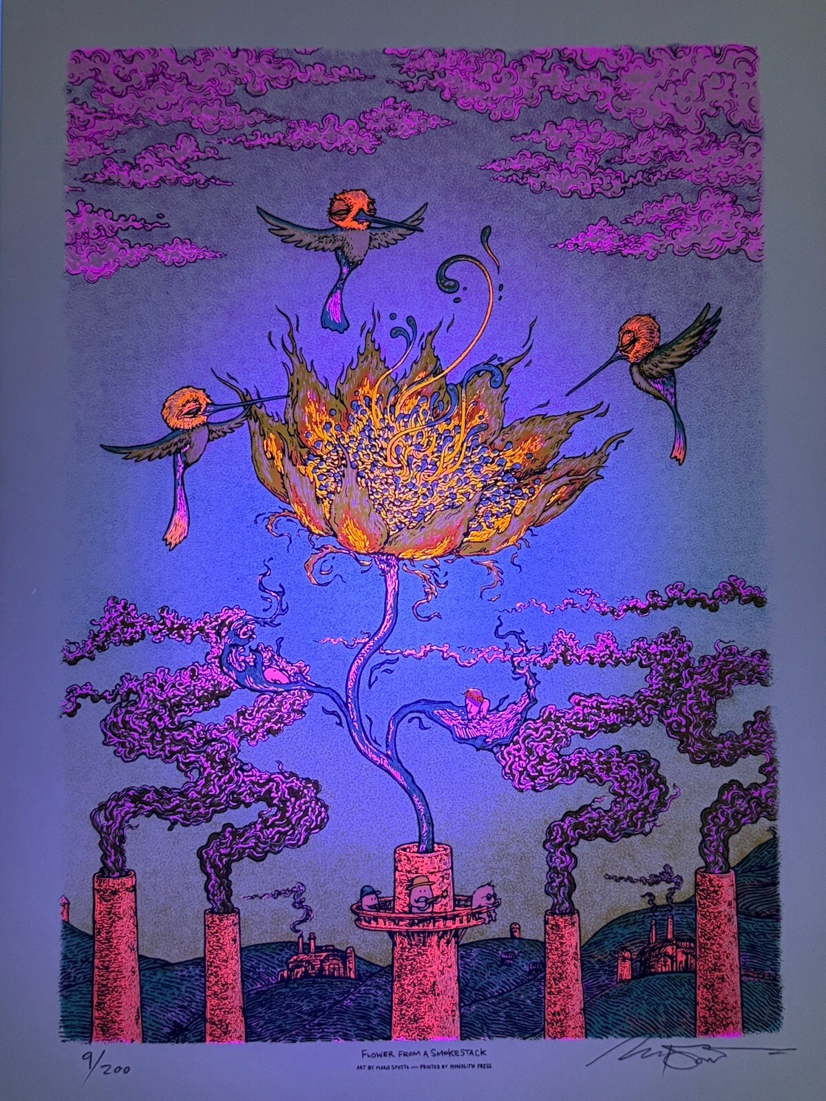 Marq Spusta Billy Strings Art Print Flowers From A Smokestack S/N UV Inks 2022