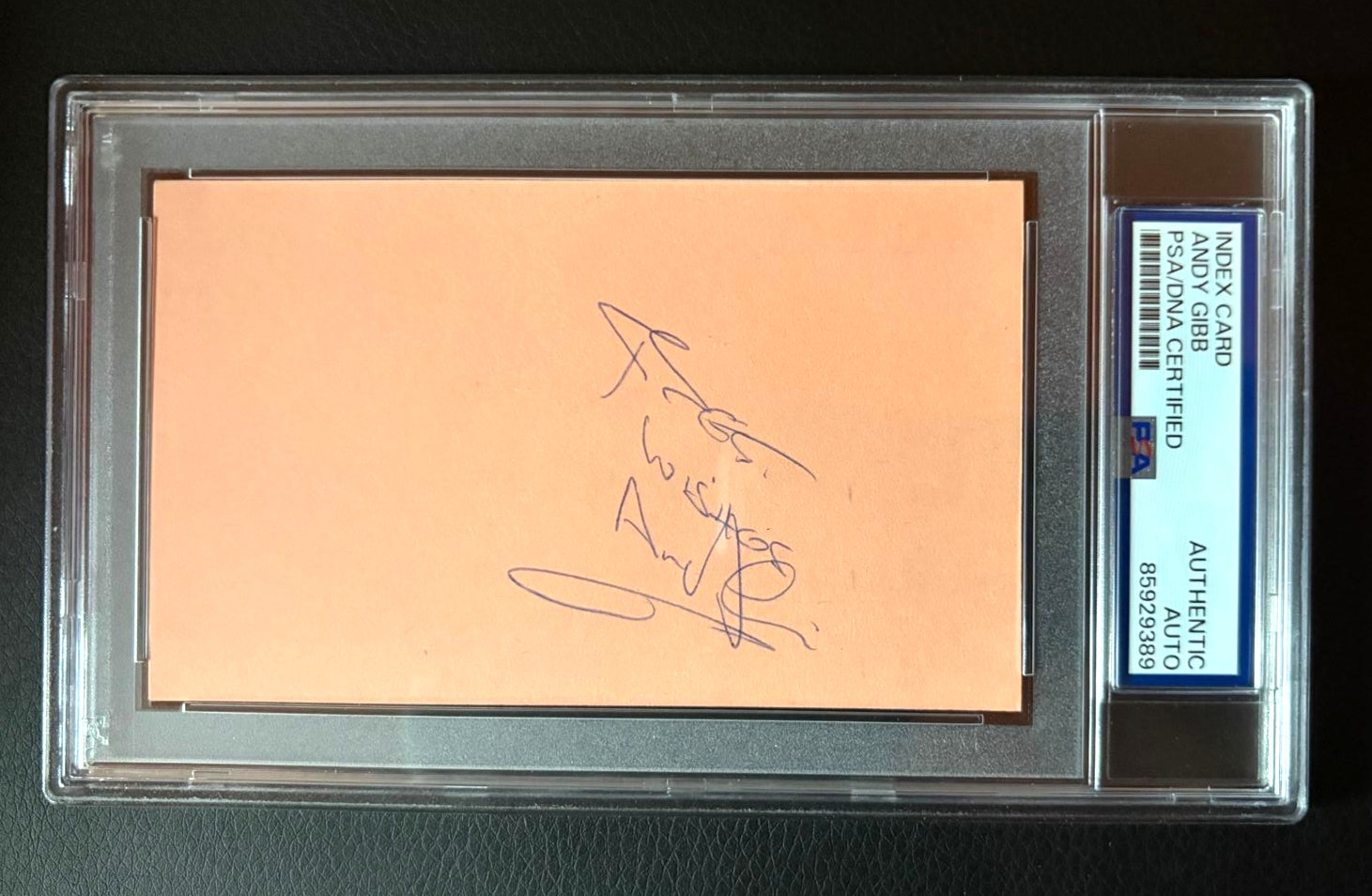 ANDY GIBB SIGNED AUTOGRAPHED INDEX CARD PSA ENCAPSULATED BEE GEES RARE VINTAGE
