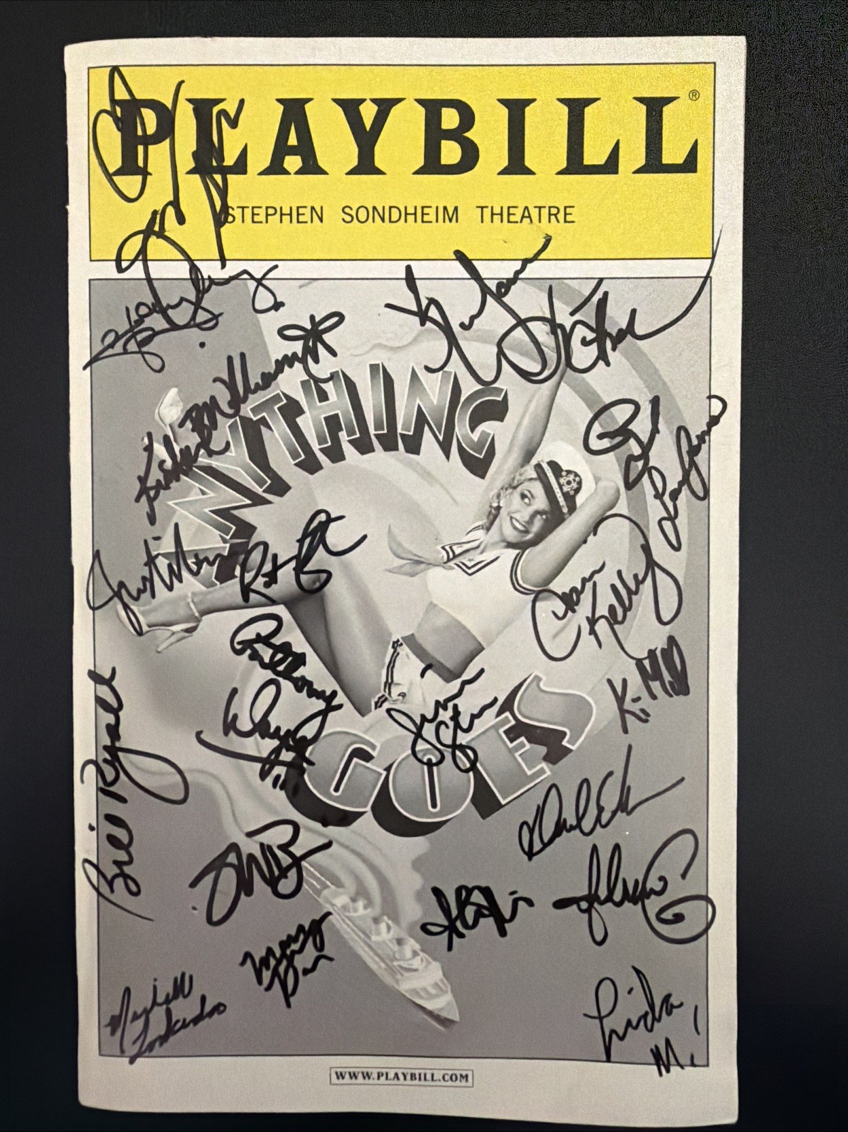 Anything Goes Broadway Playbill Aug 2011 – Signed by Sutton Foster & Cast RARE
