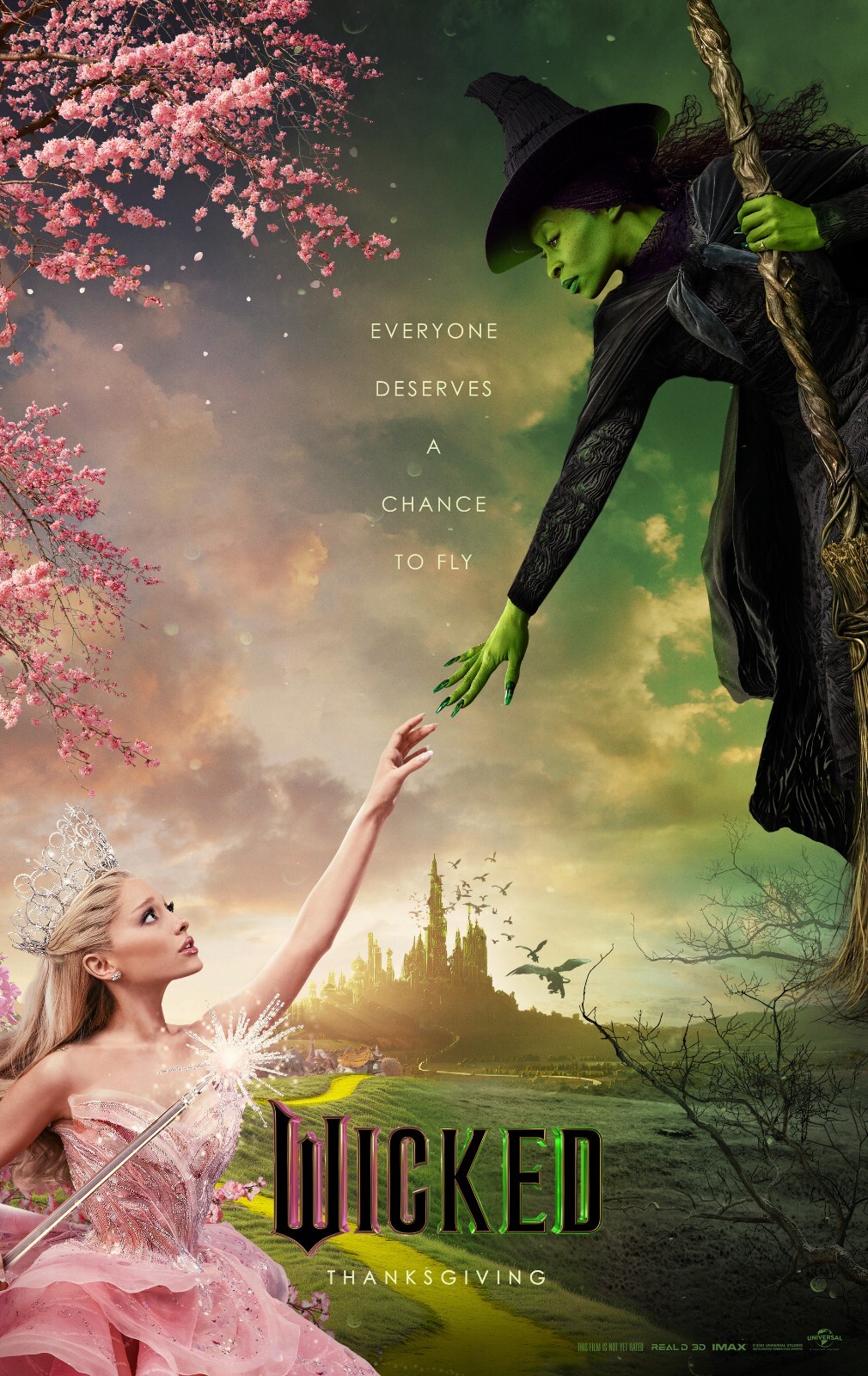 2024 Wicked Movie Poster 11X17 Ariana Grande Cynthia Erivo Land Of Oz 🔮🍿