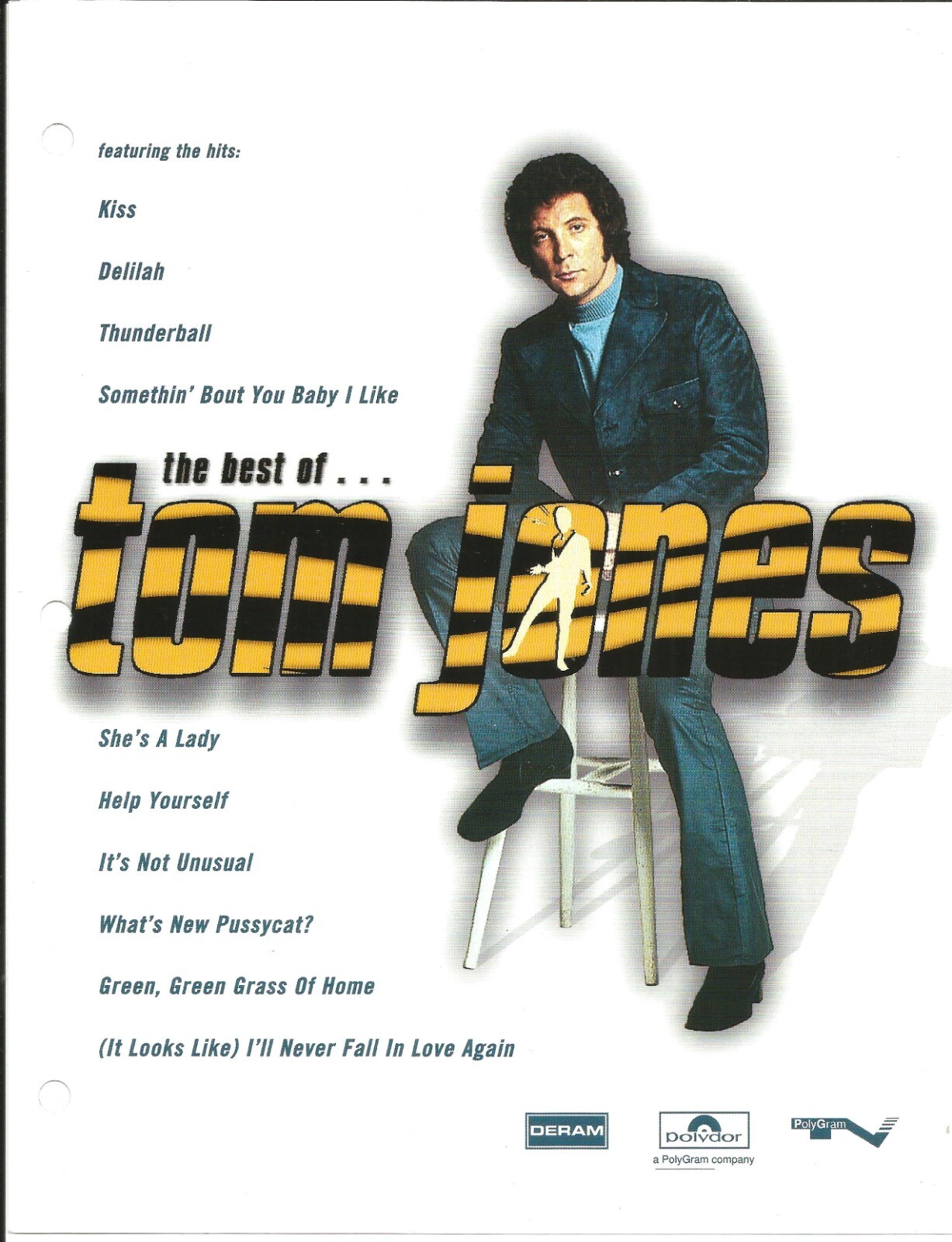 TOM JONES Rare VINTAGE 1998 DOUBLE SIDED PROMO TRADE AD Poster for Best MINT