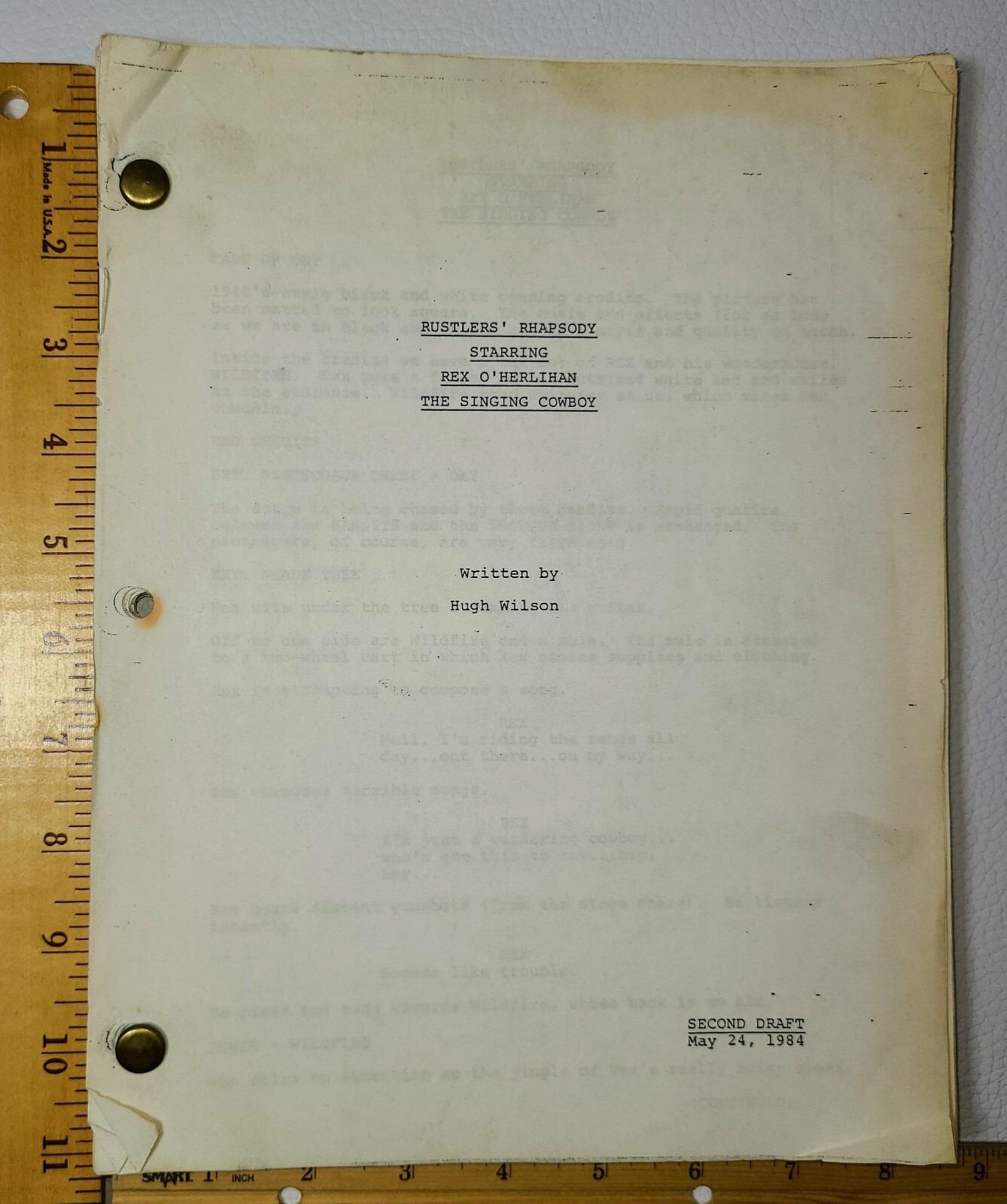 Rustler’s Rhapsody Screenplay Script 1984 Hugh Wilson Tom Berenger Vintage HTF