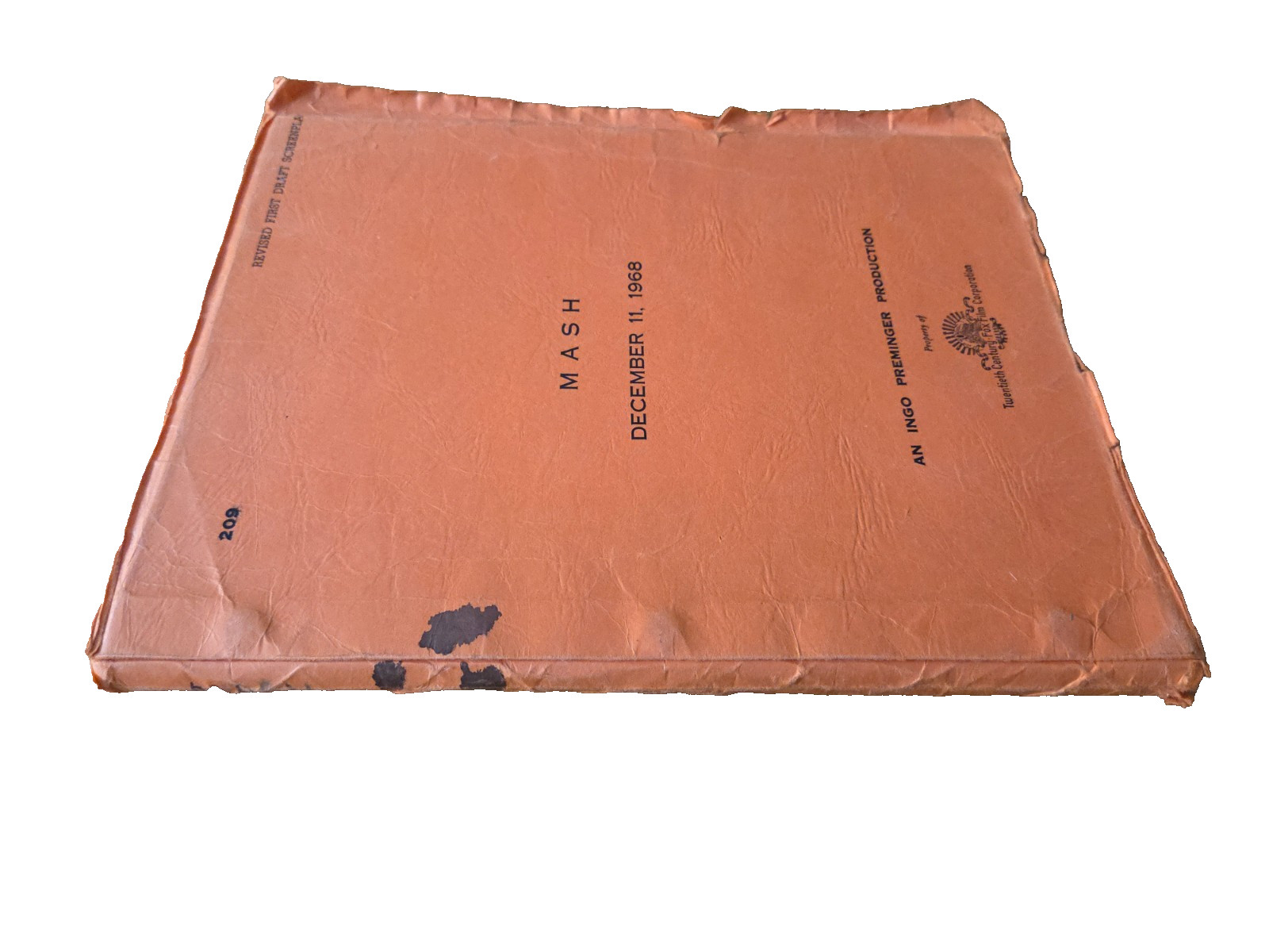 MASH 1968 Original Movie Script Screenplay w/ Cover by Ring Lardner Jr RARE film