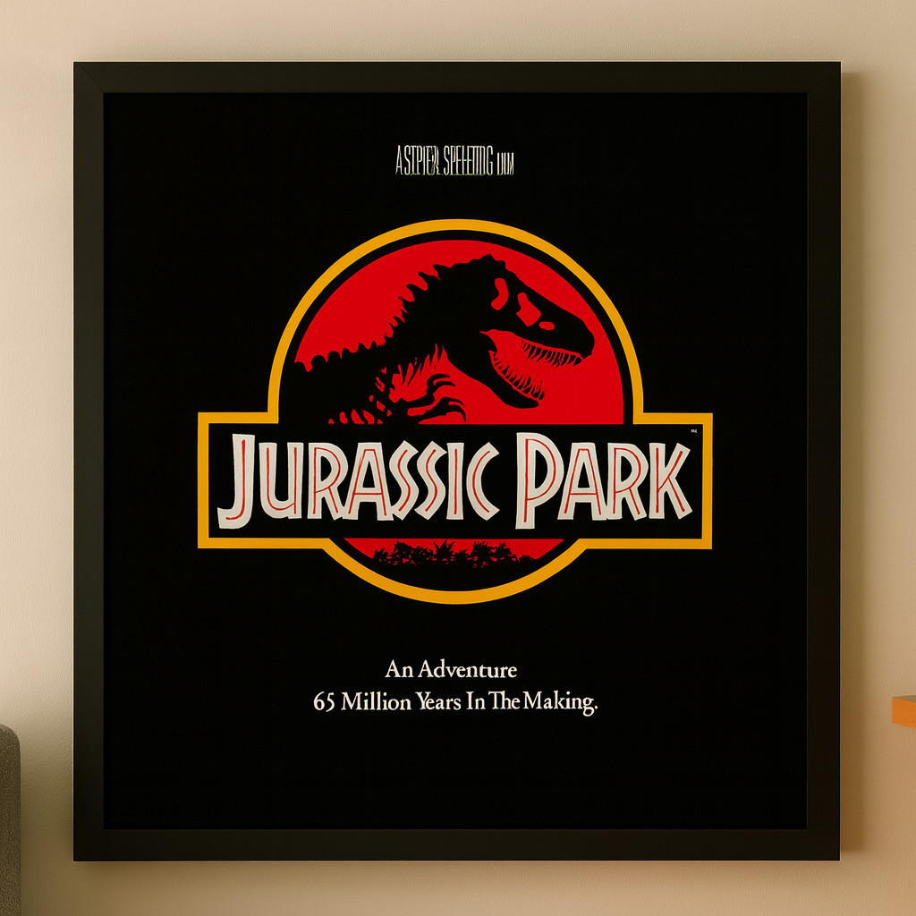 Framed Jurassic Park Poster – Dinosaur Movie Wall Art – Classic Film Collectible