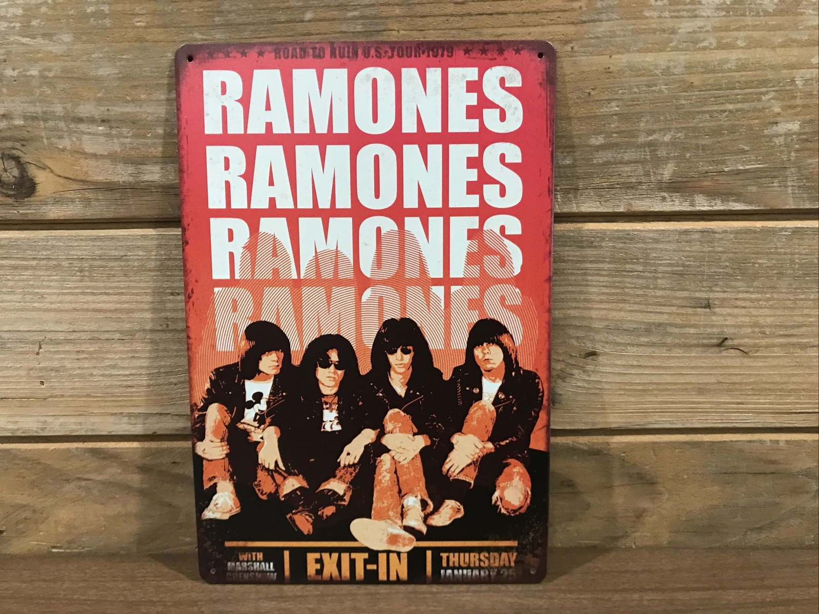 Ramones Road Ruin 79 Tour Exit-In Reprod Tin Metal sign 8″X12″ Man-Cave Décor