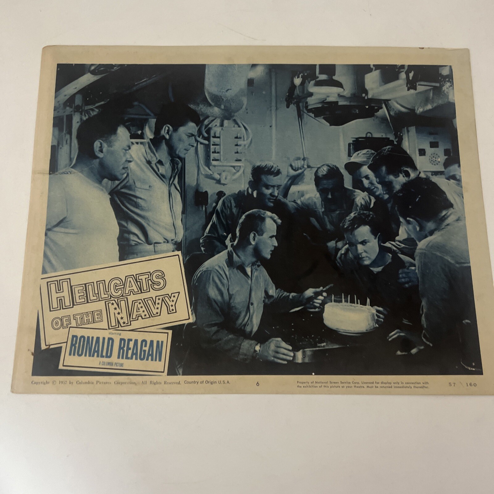 Hellcats of the Navy 1957 Original Lobby Card #6 11×14 Ronald Reagan WWII