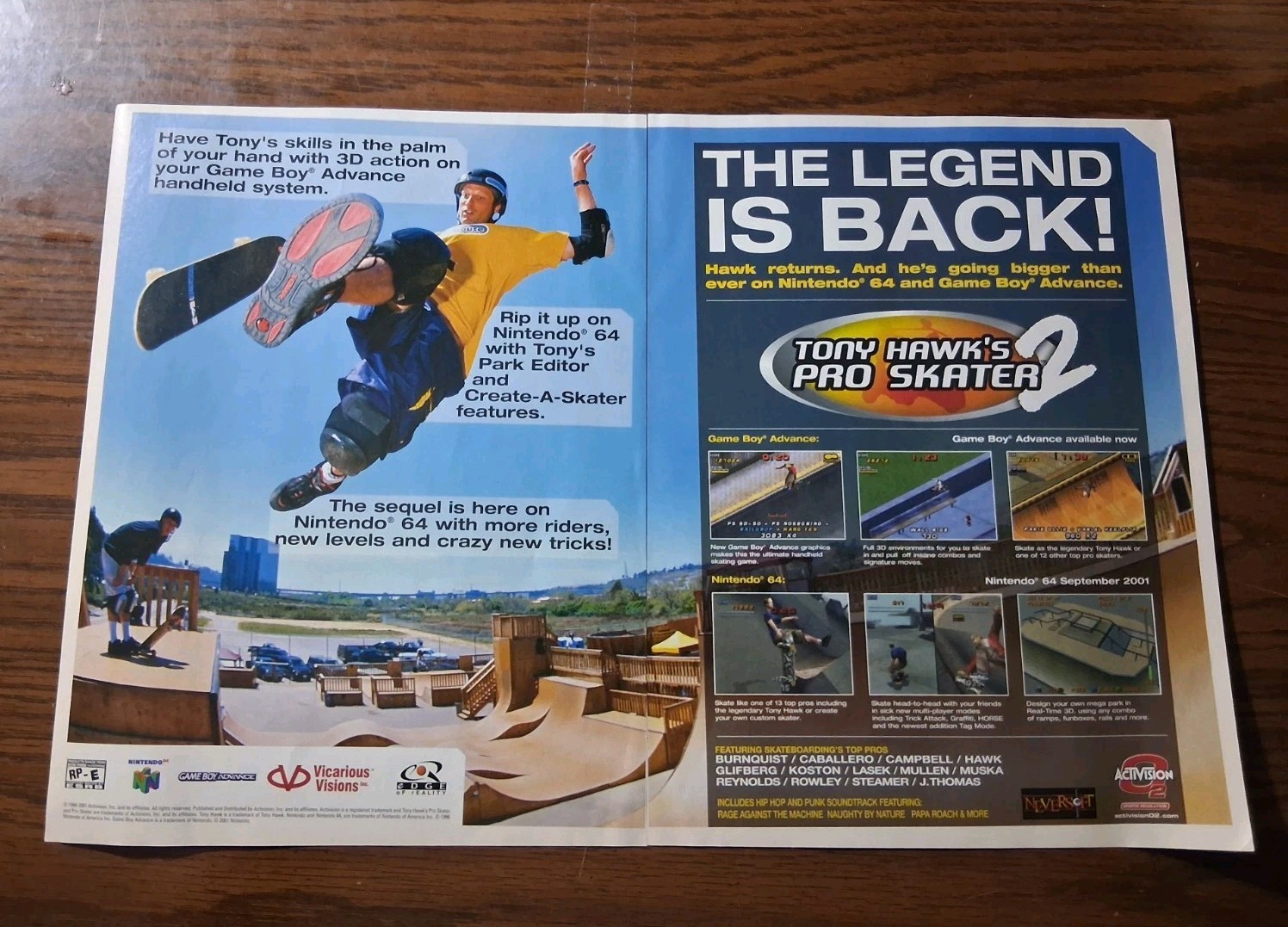 Tony Hawk Pro Skater 2 Video Game 2000 Vintage Print Ad 16×11