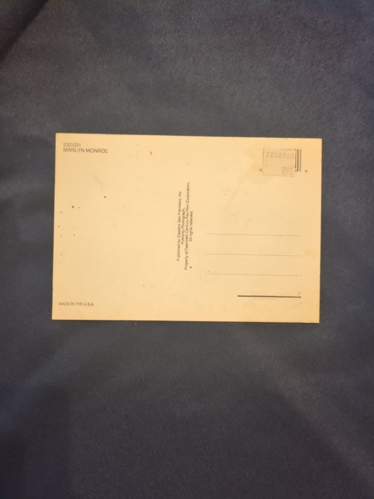 Marilyn Monroe Postcard Post Card 232-031 Classico San Francisco