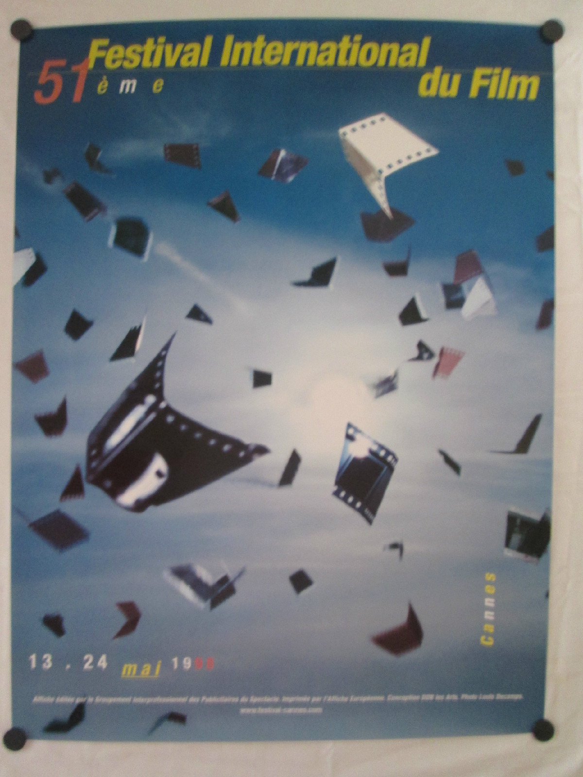 CANNES FILM FESTIVAL 1998 ORIGINAL OFFICIAL POSTER 32″ X 24″ MINT