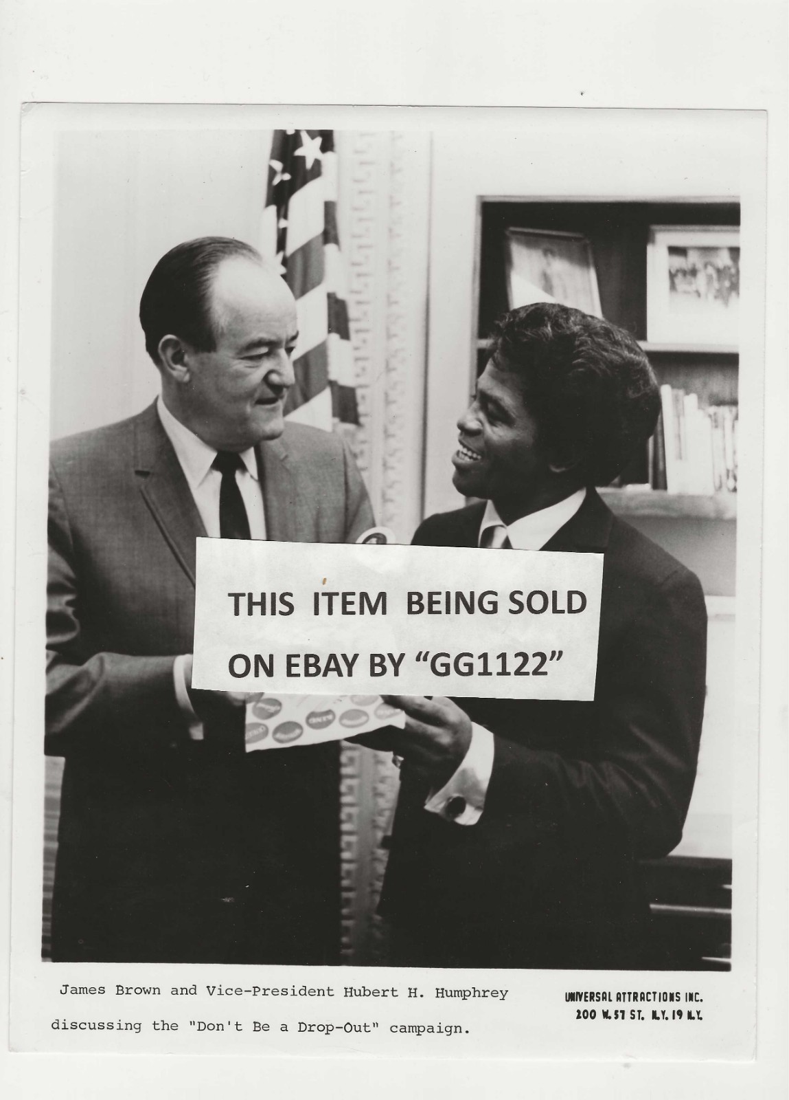 JAMES BROWN & V.P. HUMPHREY- ORIGINAL 1966 publicity photo (Not a scan or copy)