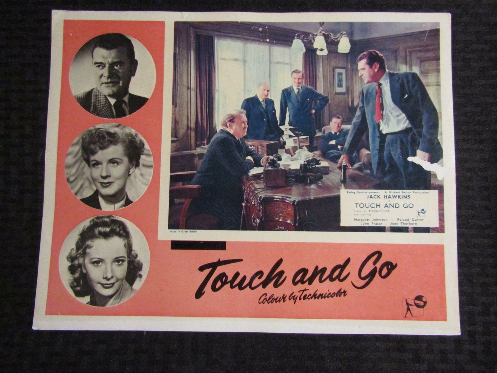 1955 TOUCH AND GO 14×11″ Lobby Card VG 4.0 Margaret Johnston, June Thorburn