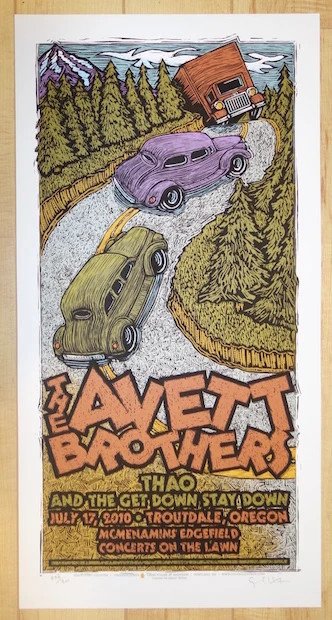 2010 The Avett Brothers – Troutdale Silkscreen Concert Poster by Gary Houston