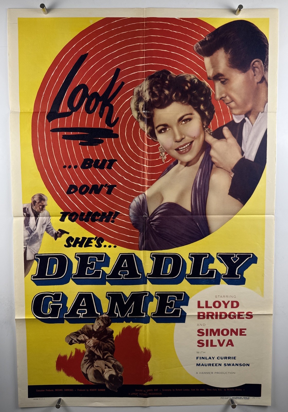 DEADLY GAME Movie Poster (VeryGood) One Sheet 1954 Bad Girl Simone Silva 28479