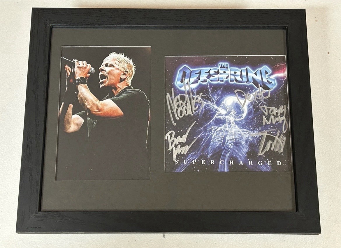 THE OFFSPRING AUTOGRAPHED SIGNED FRAMED SUPERCHARGED CD COVER JSA COA # CA14852