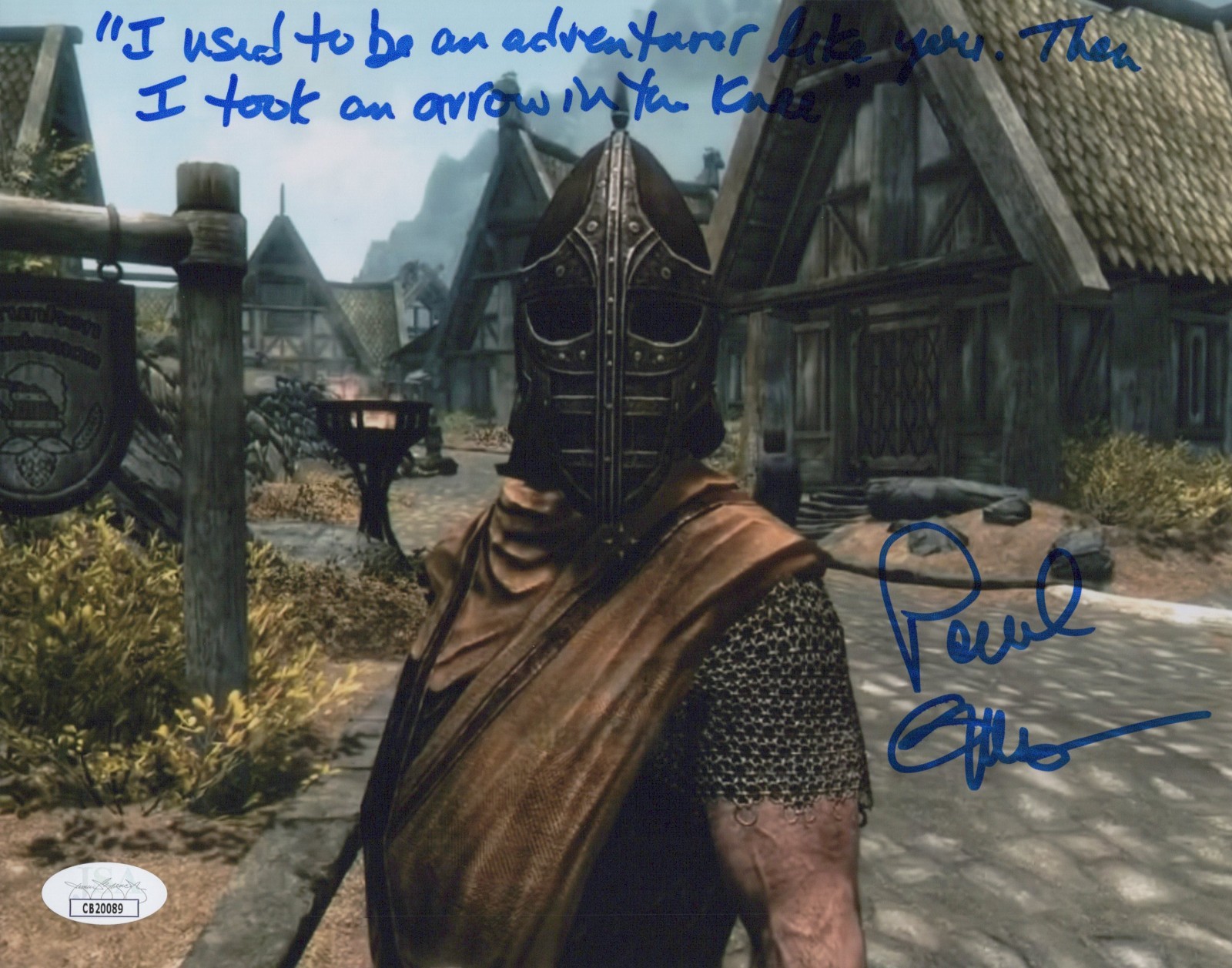 Paul Ganus Signed 8×10 Elder Scrolls V: Skyrim “Arrow in the Knee” Meme JSA COA
