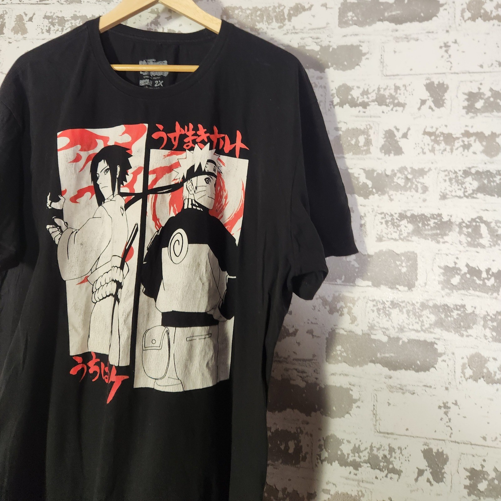 Naruto Shippuden Sasuke T-Shirt Ripple Junction Men’s 2X Black Graphic Anime Tee