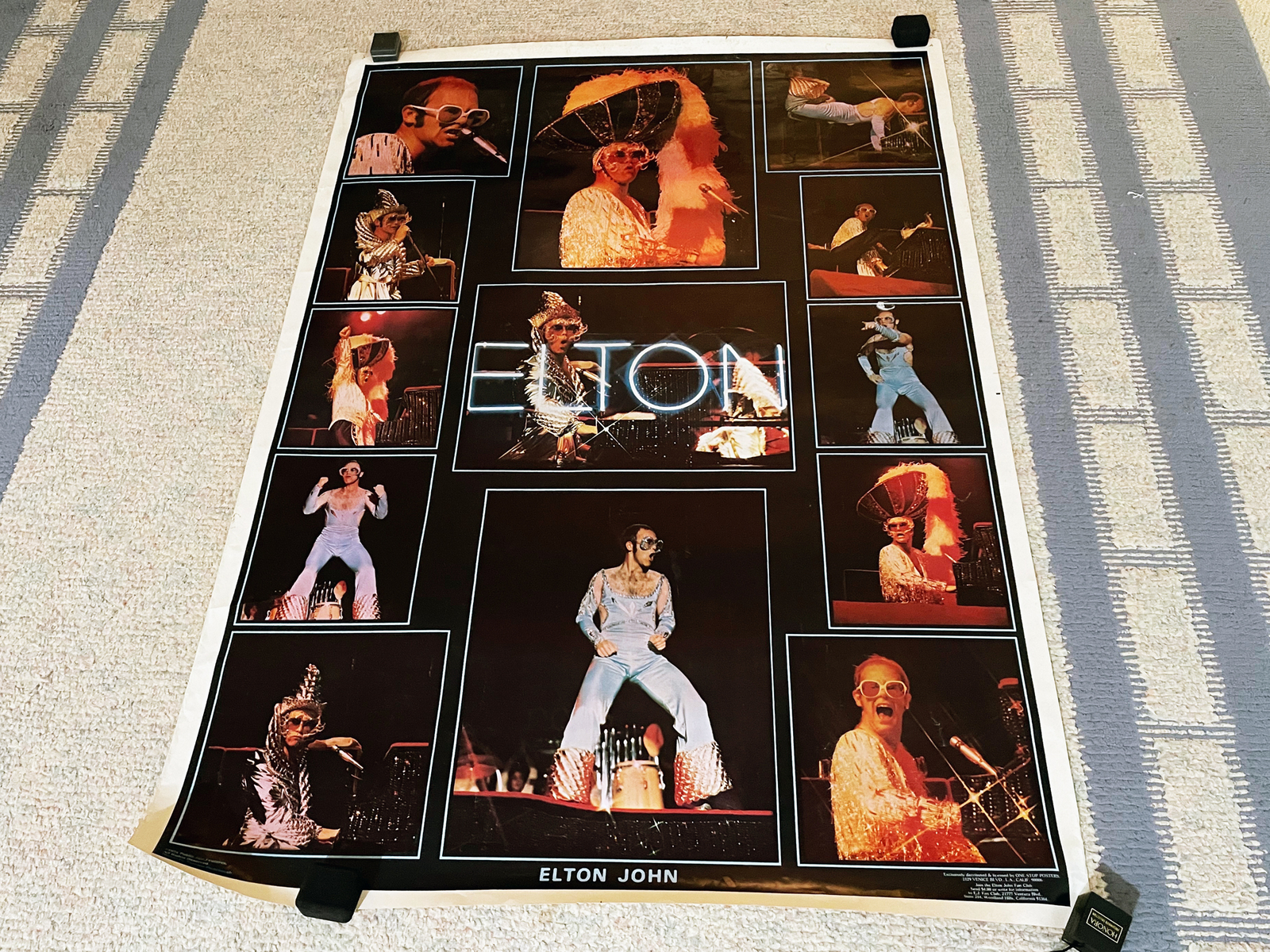 LARGE 1974 ELTON JOHN CONCERT POSTER – 42″ X 58 1/2″ – PUBLIC EYE FEATURES