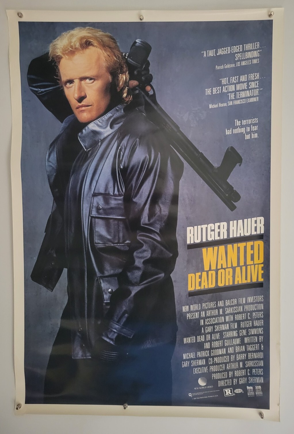 Wanted Dead Or Alive Poster 1987 Original Action Movie Rutger Hauer 1 Sheet