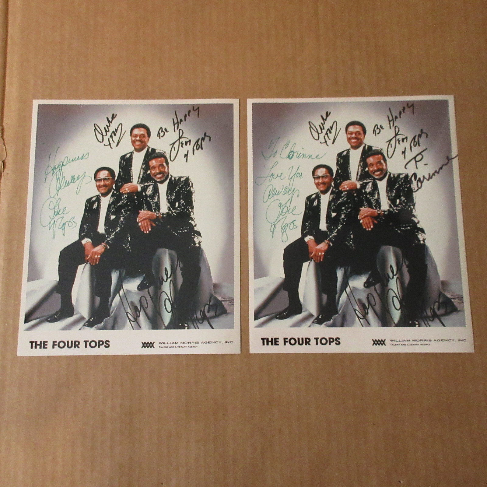 Lot 2 THE FOUR TOPS Band Studio Promo Photo w/ Hand Signature Motown Music