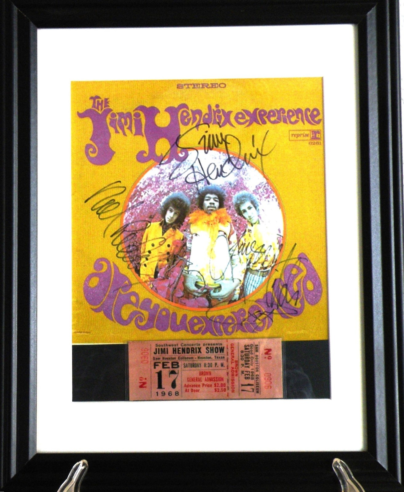 Jimi Hendrix Cover,Glass Framed, Reproduction, Photo, Autograph, Concert Ticket