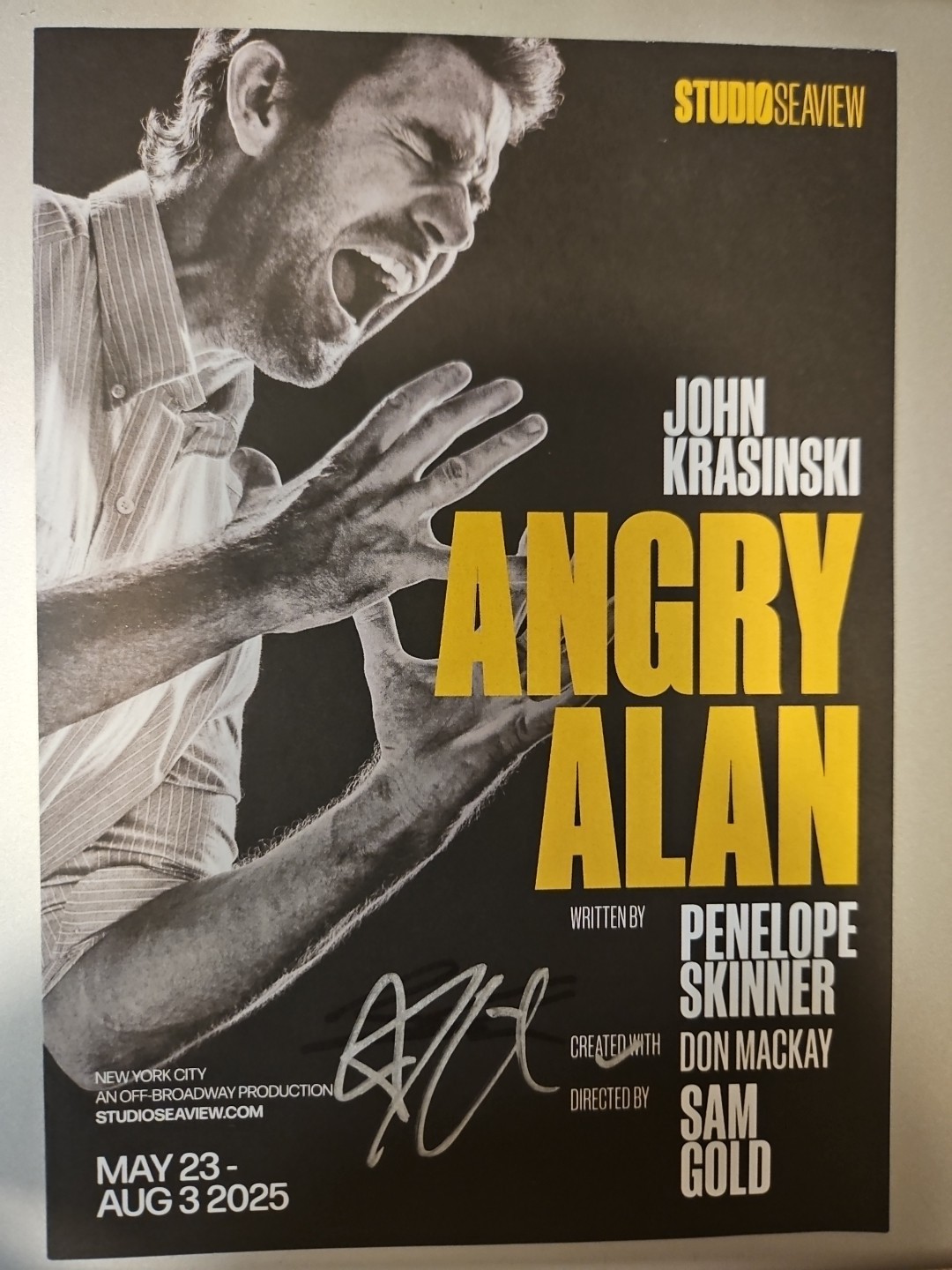 Angry Alan Program Signed By John Krasinski & Ryan Colone – Off Broadway⁸