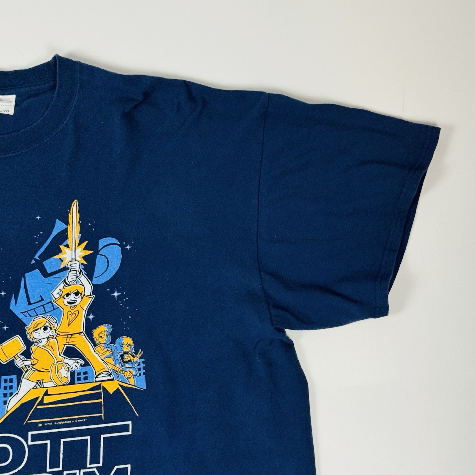 Scott Pilgrim vs The World Graphic T-Shirt Navy Blue ATC 2XL Retro Comic Style