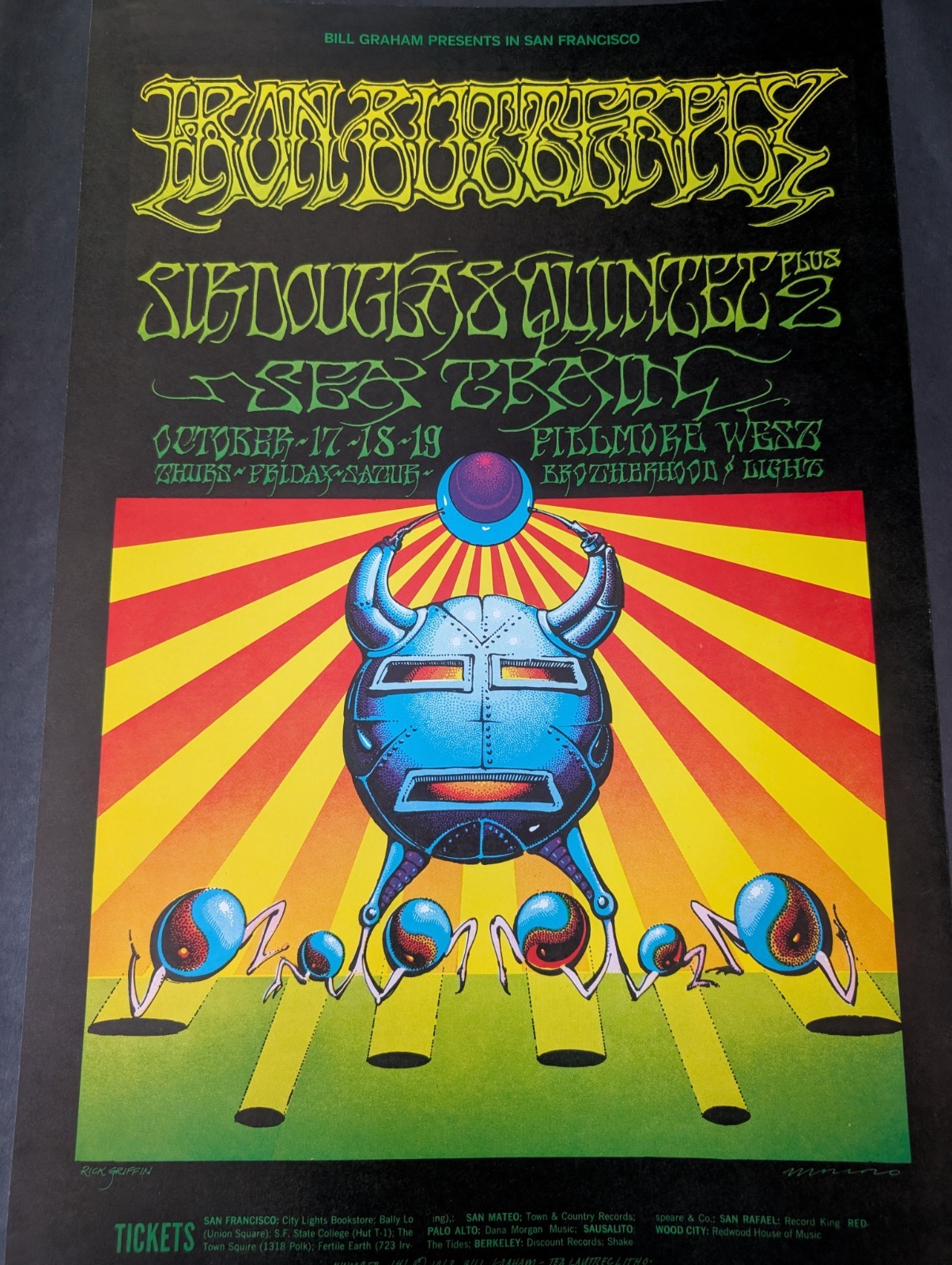 BG-141 Iron Butterfly, Fillmore West 1968, CO Concert Poster, Bill Graham