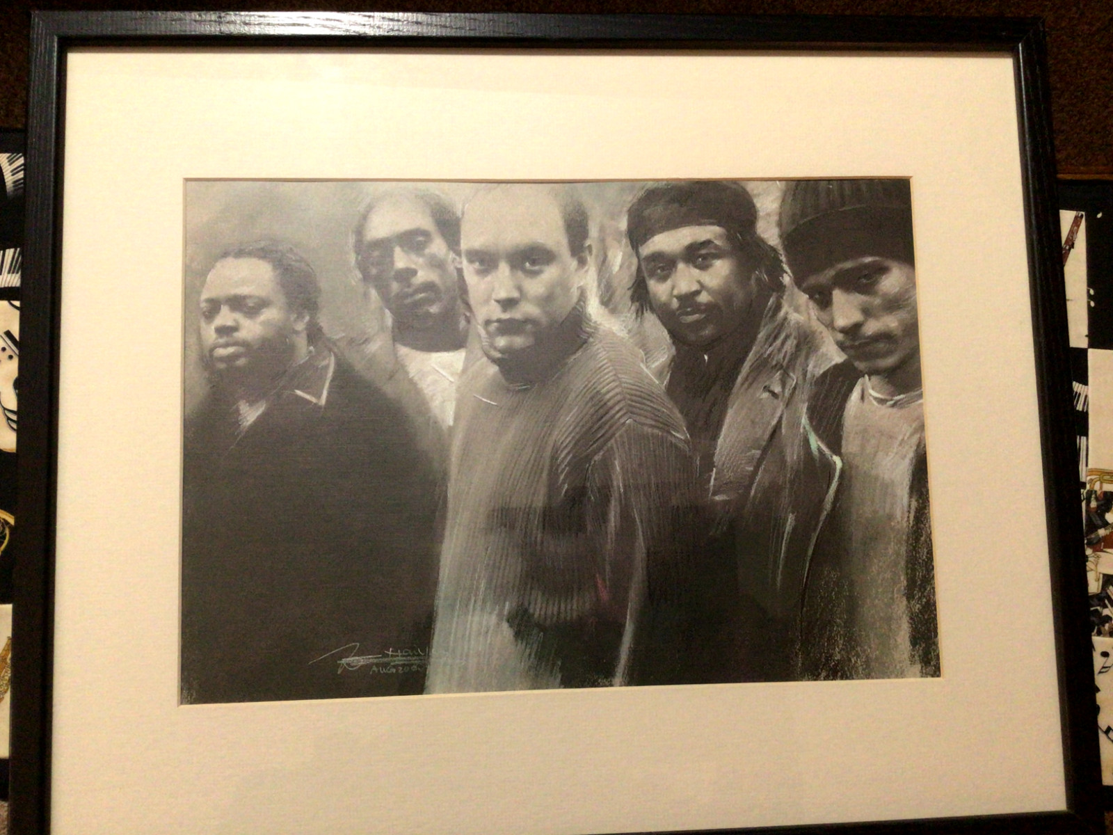 Dave Matthews Band 2001 framed reprint drawing 21″ x “17