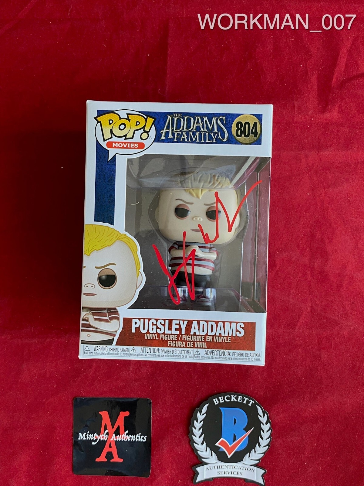 Jimmy Workman signed Pugsley Addams funko pop #804 The Addams family Beckett COA
