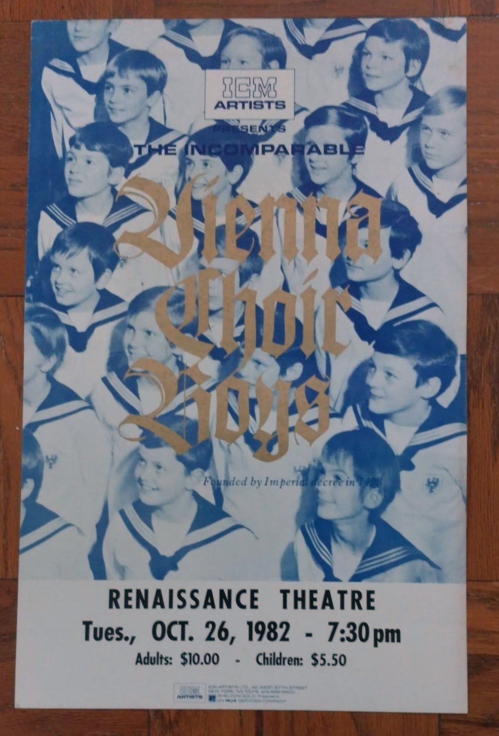 1982 Vienna Boys Choir In NYC Concert Lobby Poster Thick Stock 14×22 Austria