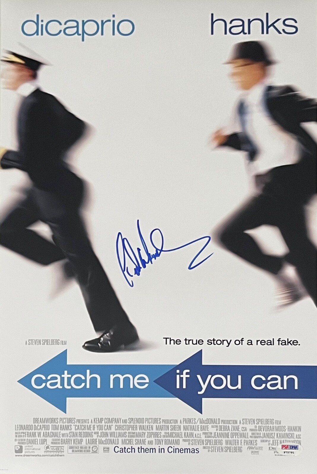FRANK ABAGNALE SIGNED CATCH ME IF YOU CAN 12X18 MOVIE POSTER PSA COA P75791