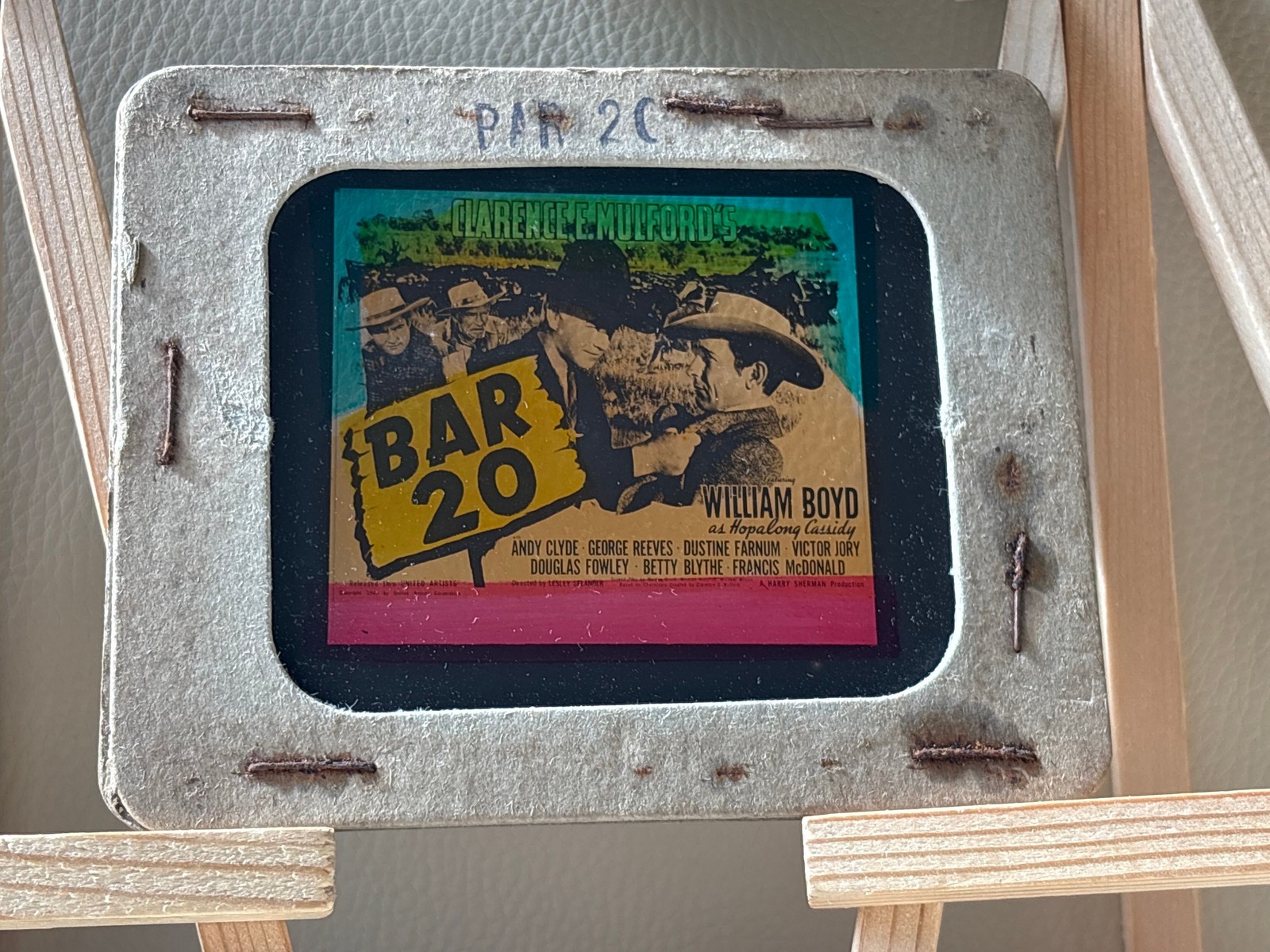 Original c.1935 William Boyd “Bar 20” Lantern Slide – Hopalong Cassidy!